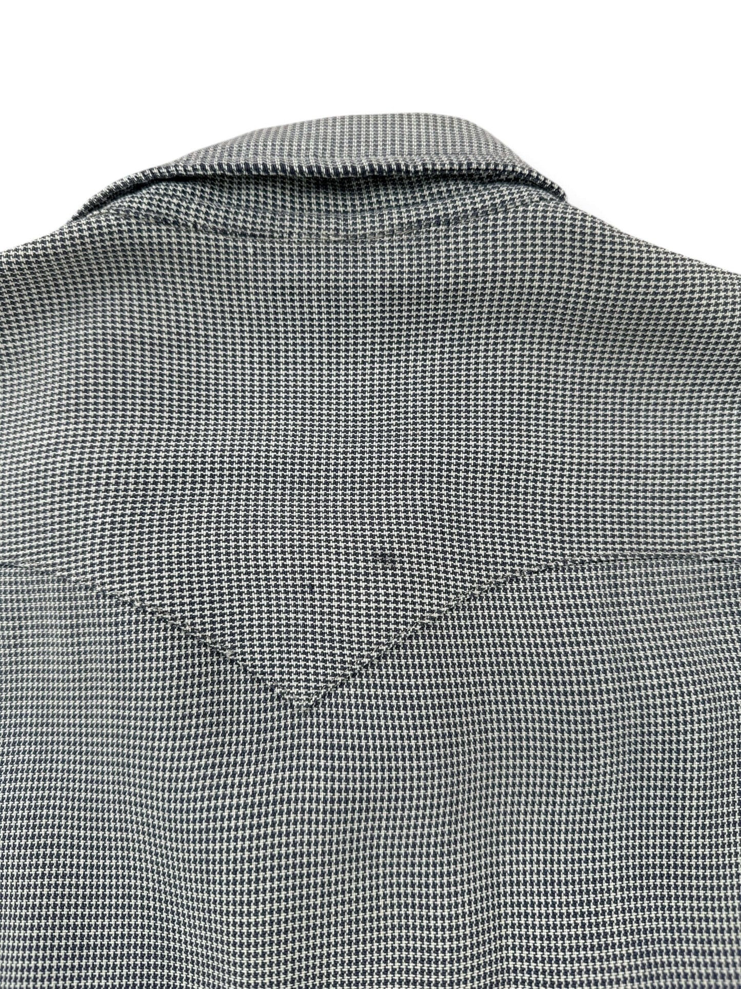 Back of Vintage Pincheck Tex Style Gabardine Pearl Snap Shirt SZ S AS IS