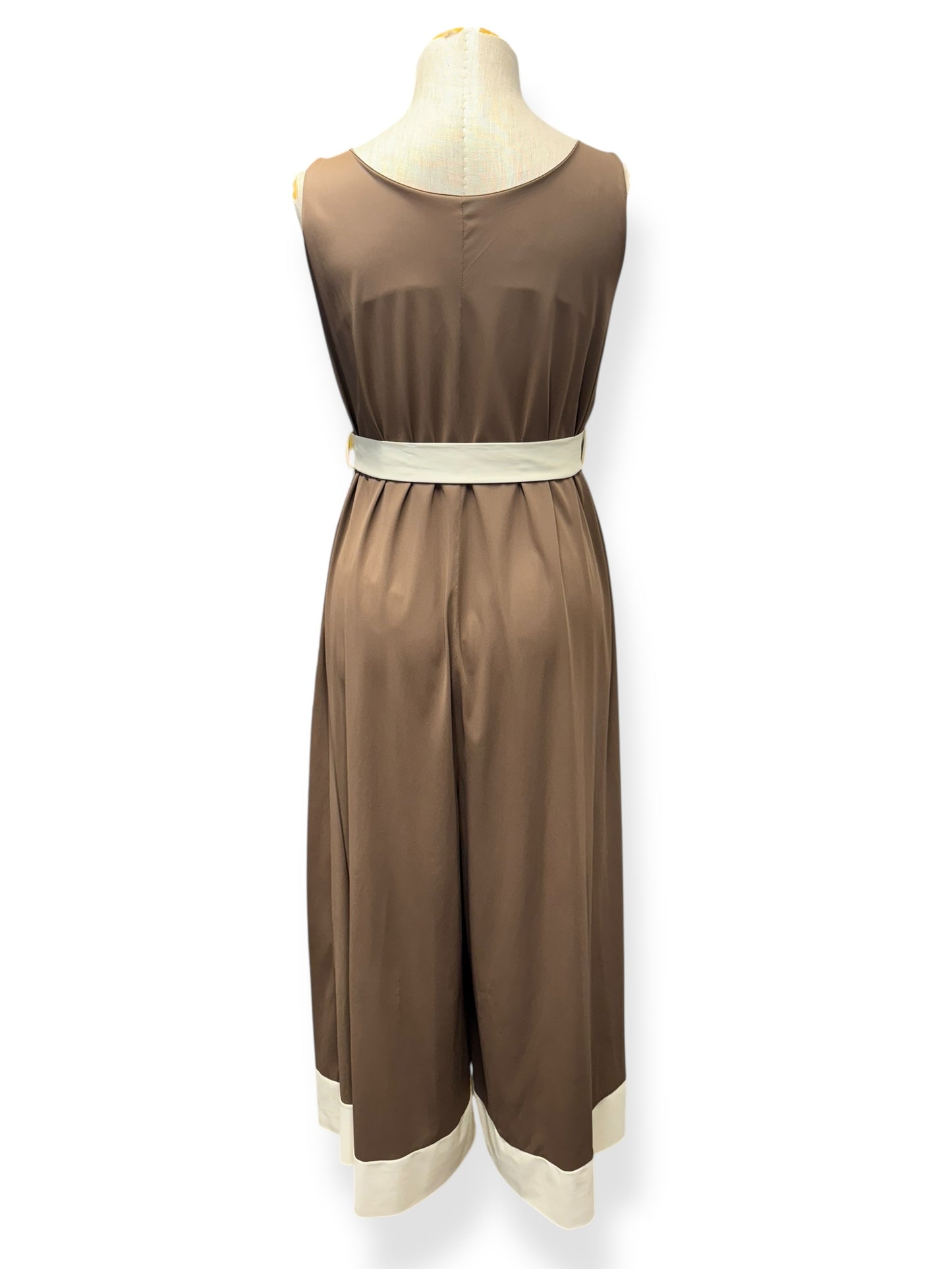 70s Brown/Cream Palazzo Pant Jumper M