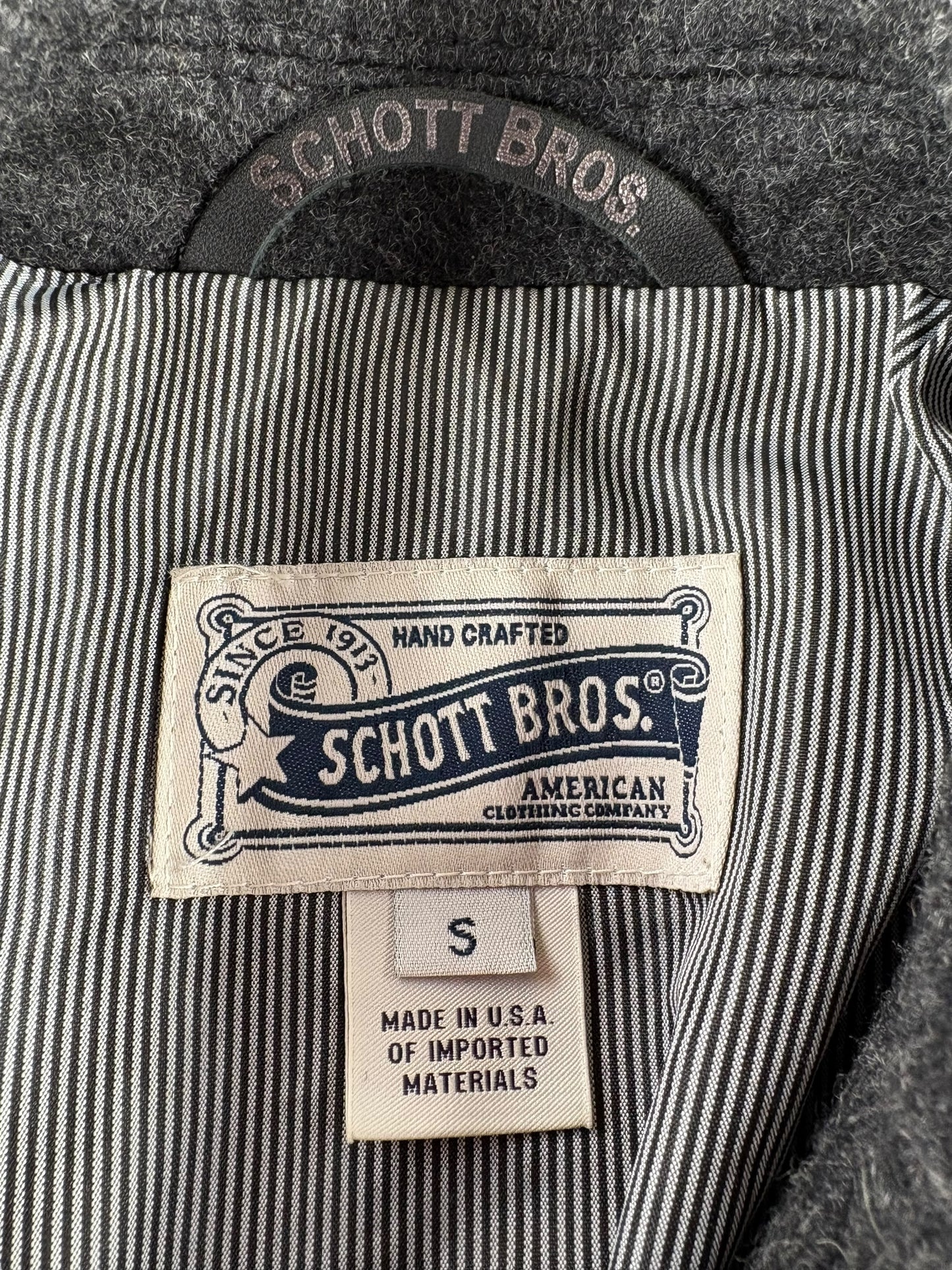 Tag on Modern Schott Bros Pea Coat SZ S