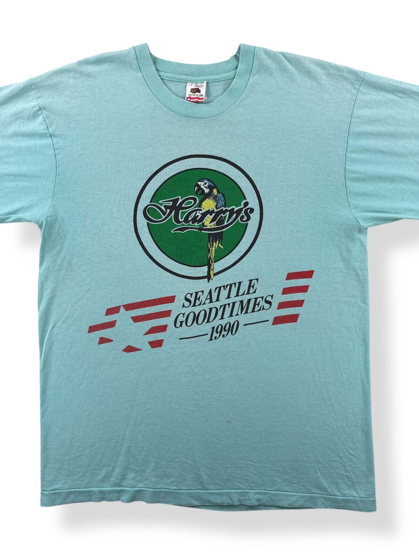 Front Close Up of Vintage Harry's Good Times Seattle Tee SZ L