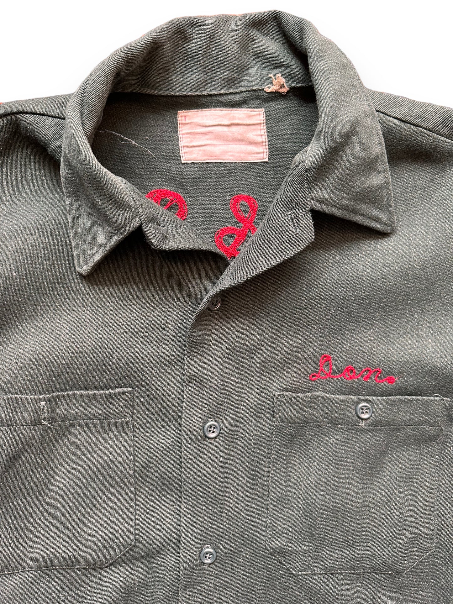 Tag View of Vintage A & S Tire Center Chainstitched Work Shirt SZ L | Vintage Chainstitch Workwear Seattle | Barn Owl Vintage Seattle