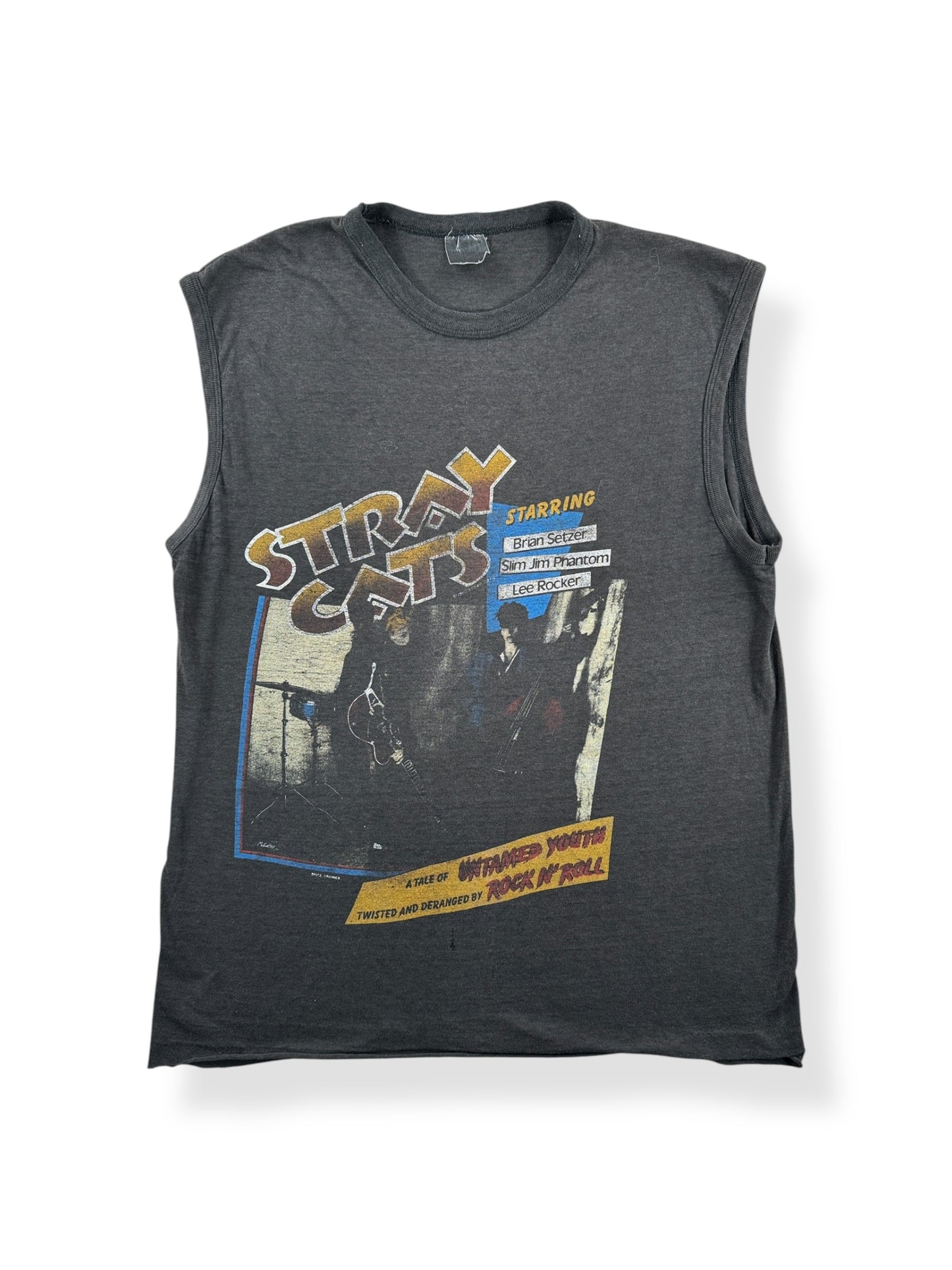 Front of Vintage 1983 Stray Cats Struttin Across America Tour Tee SZ M