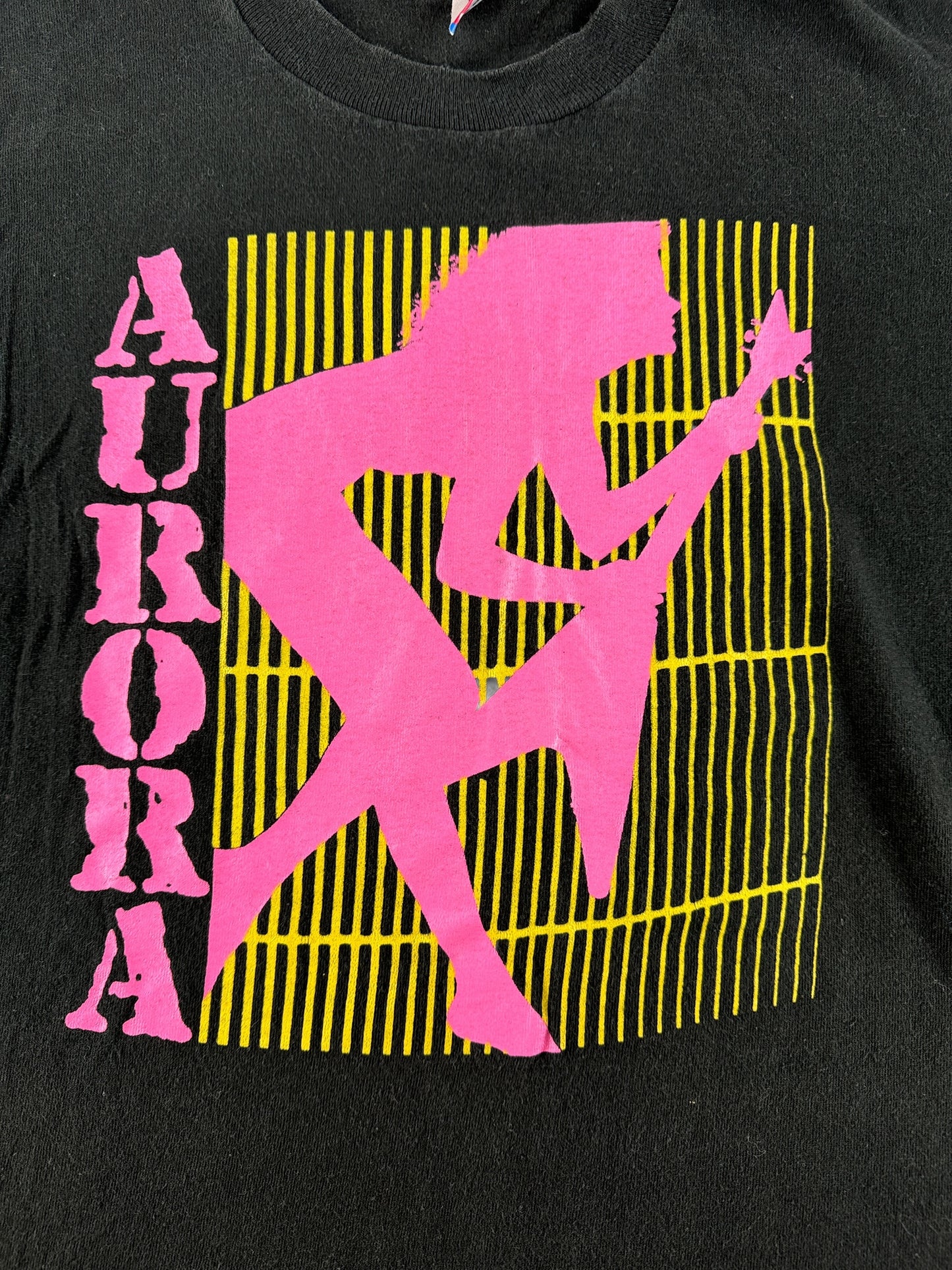 Front Graphic of Vintage 80s Era Neon Aurora Tee SZ M