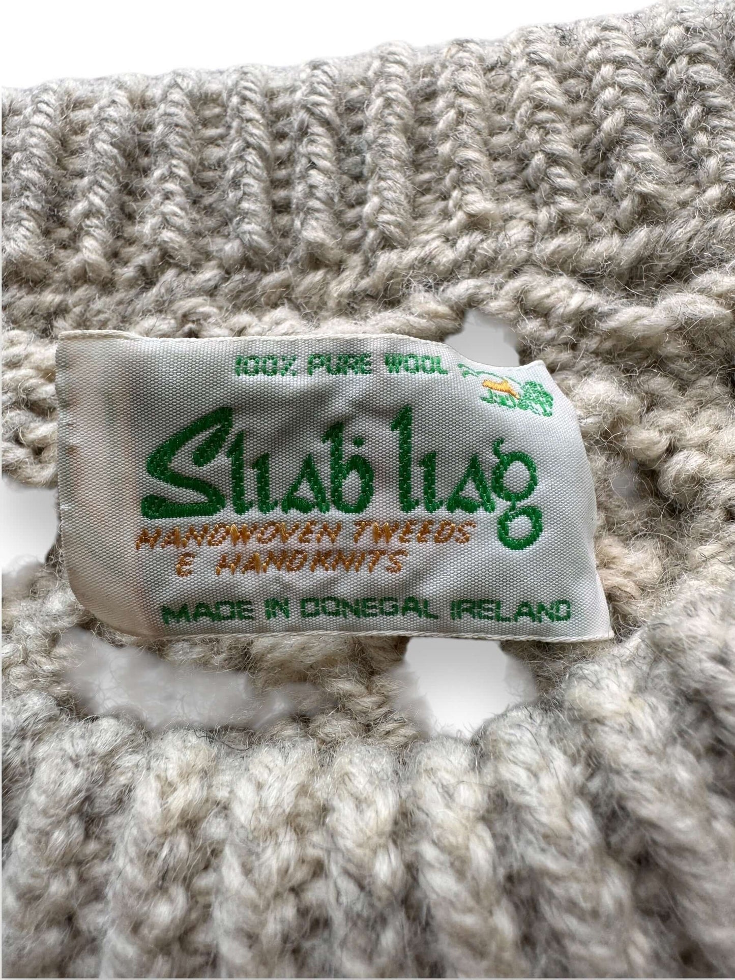 tag on Vintage Sliab Liag Oatmeal Irish Wool Sweater SZ XXL