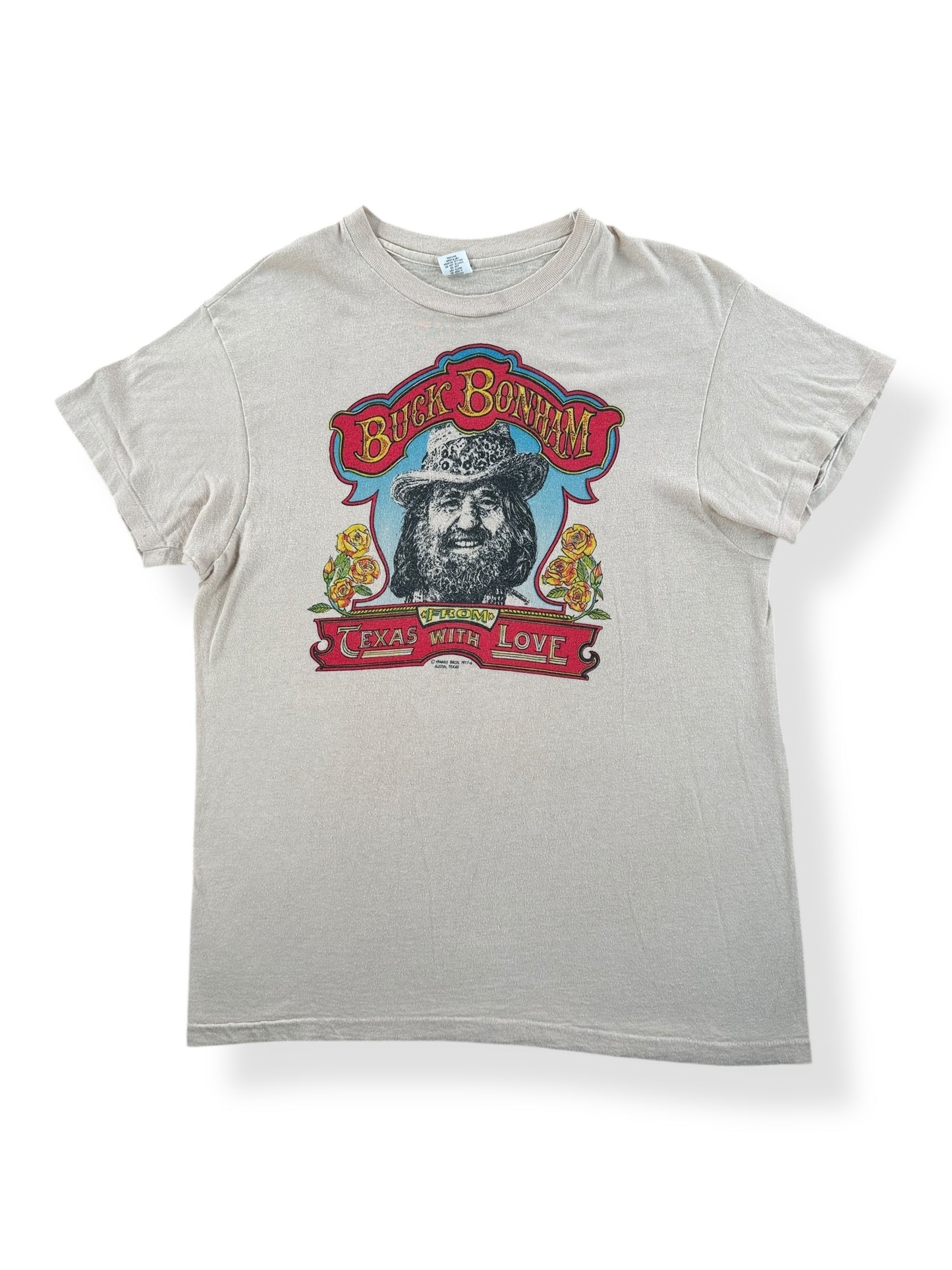 Front of Vintage Willie Nelson Honeysuckle Rose Buck Bonham Promo Tee SZ M