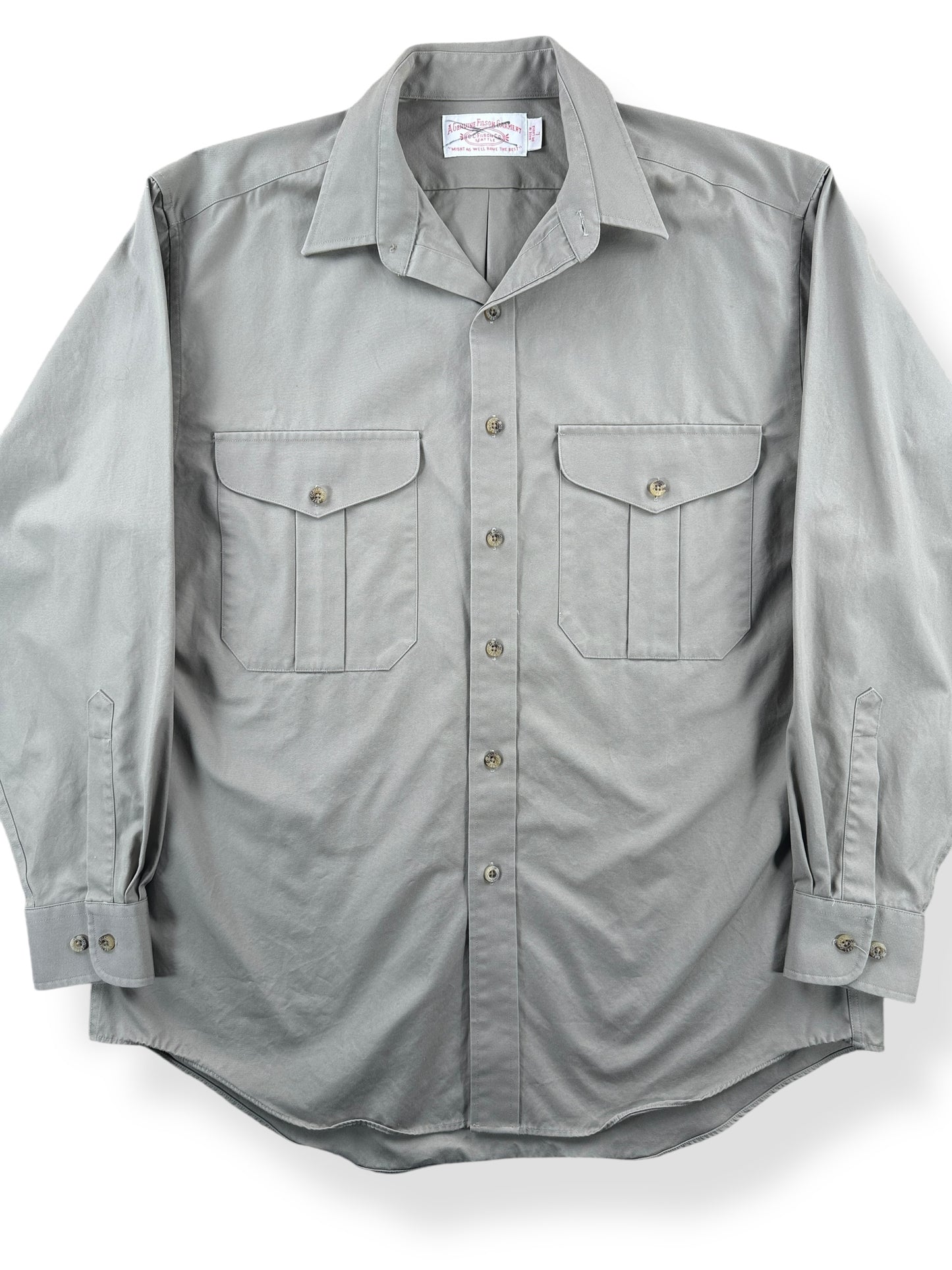 Front Close Up of Tan Filson Guide Shirt SZ L