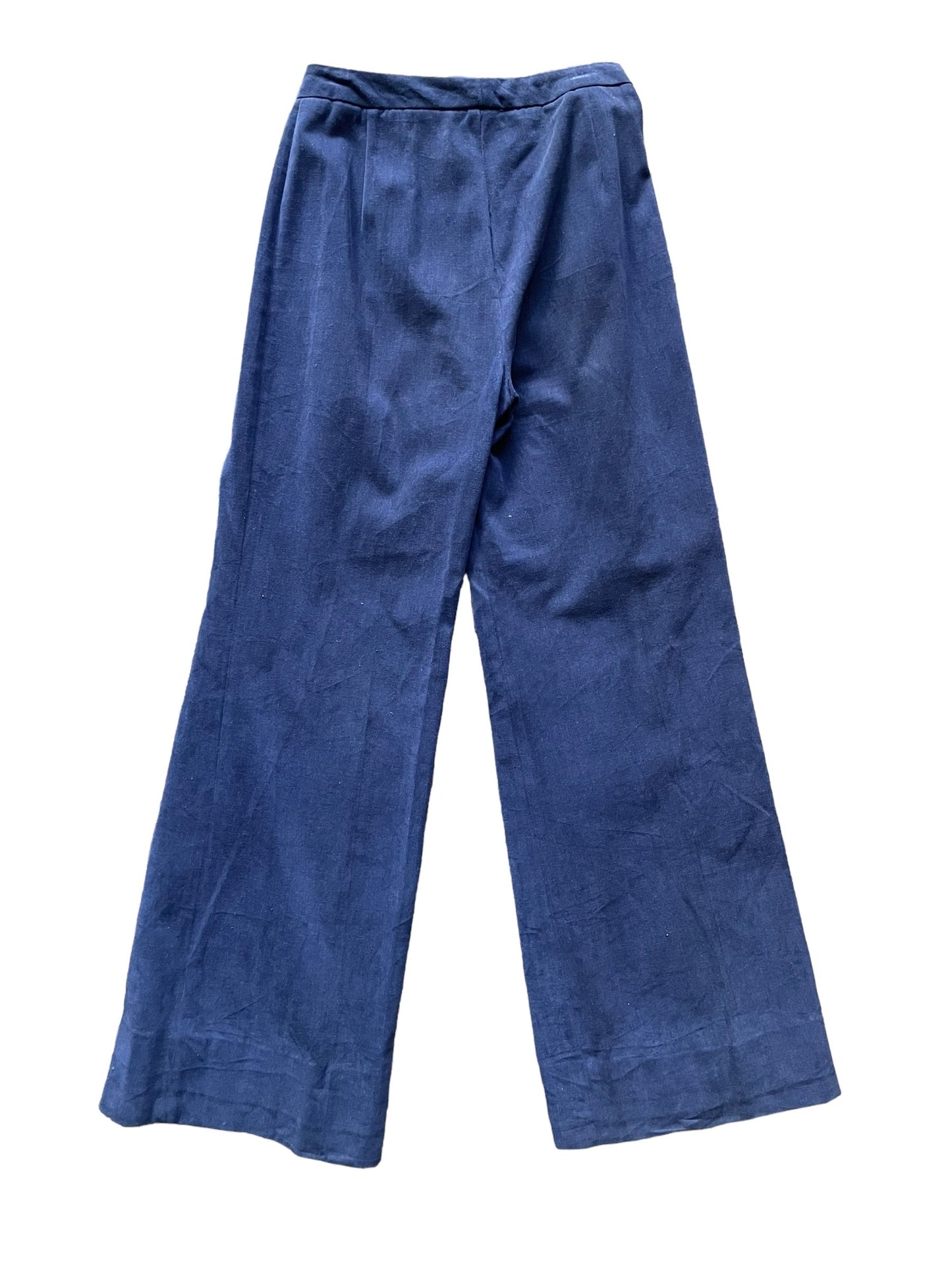Full back view of Vintage 1970s Navy Moleskin Wide Leg Bells W26 | Barn Owl Vintage Seattle | Vintage 70s Moleskin Trousers