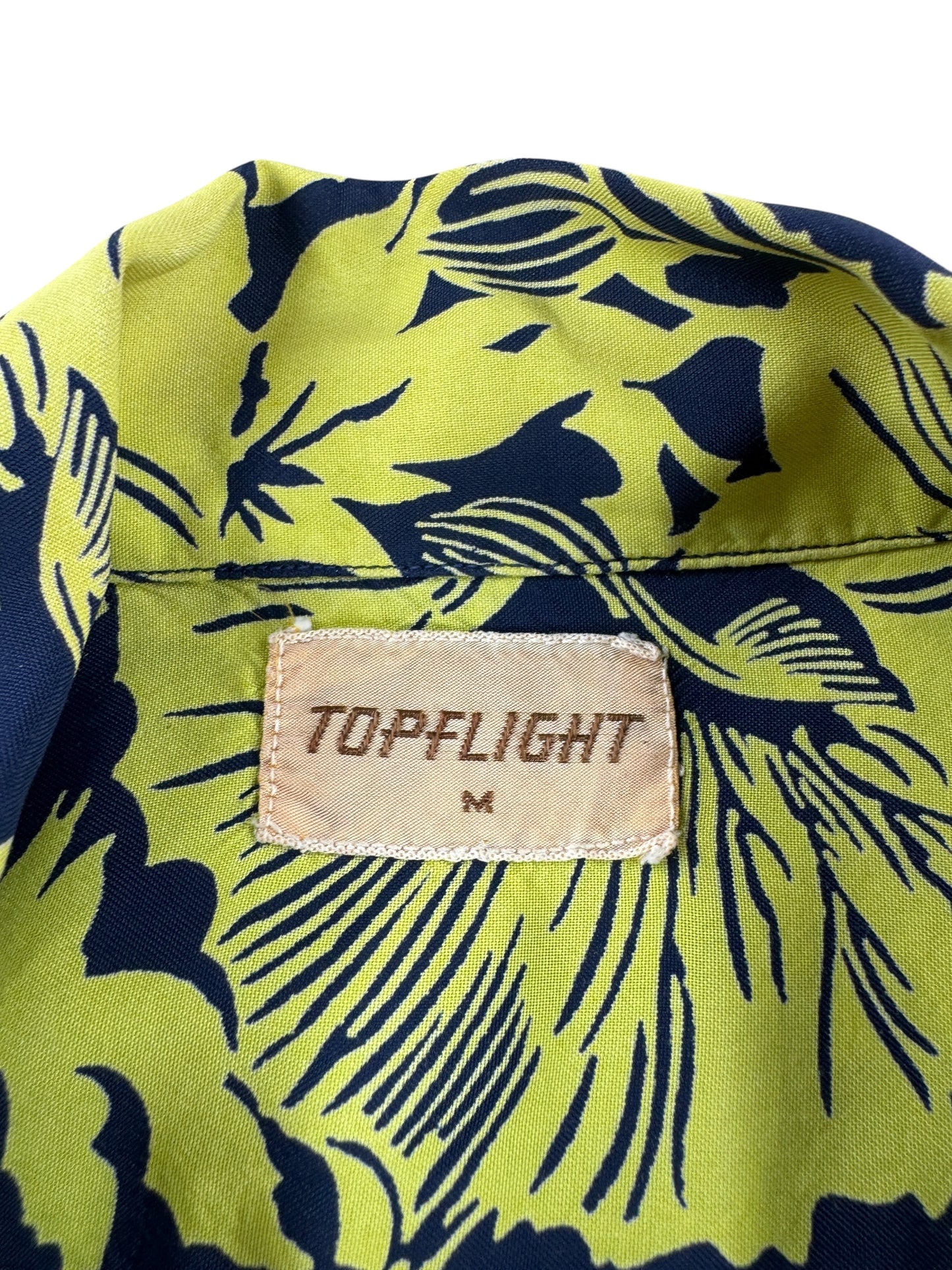 Tag on Vintage Penney's Topflight Border Print Aloha Shirt SZ M