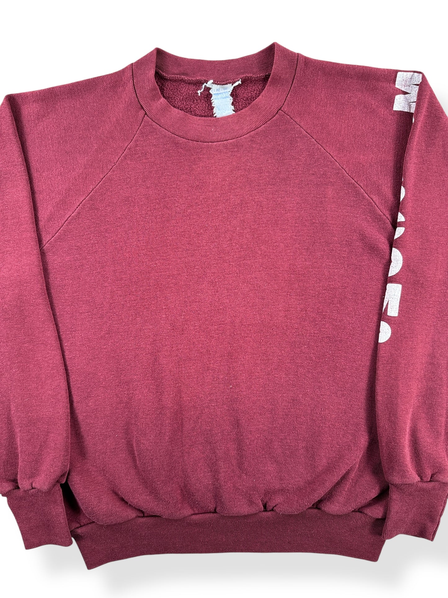 Front Close Up of Vintage Masscomp Burgundy Crewneck SZ M