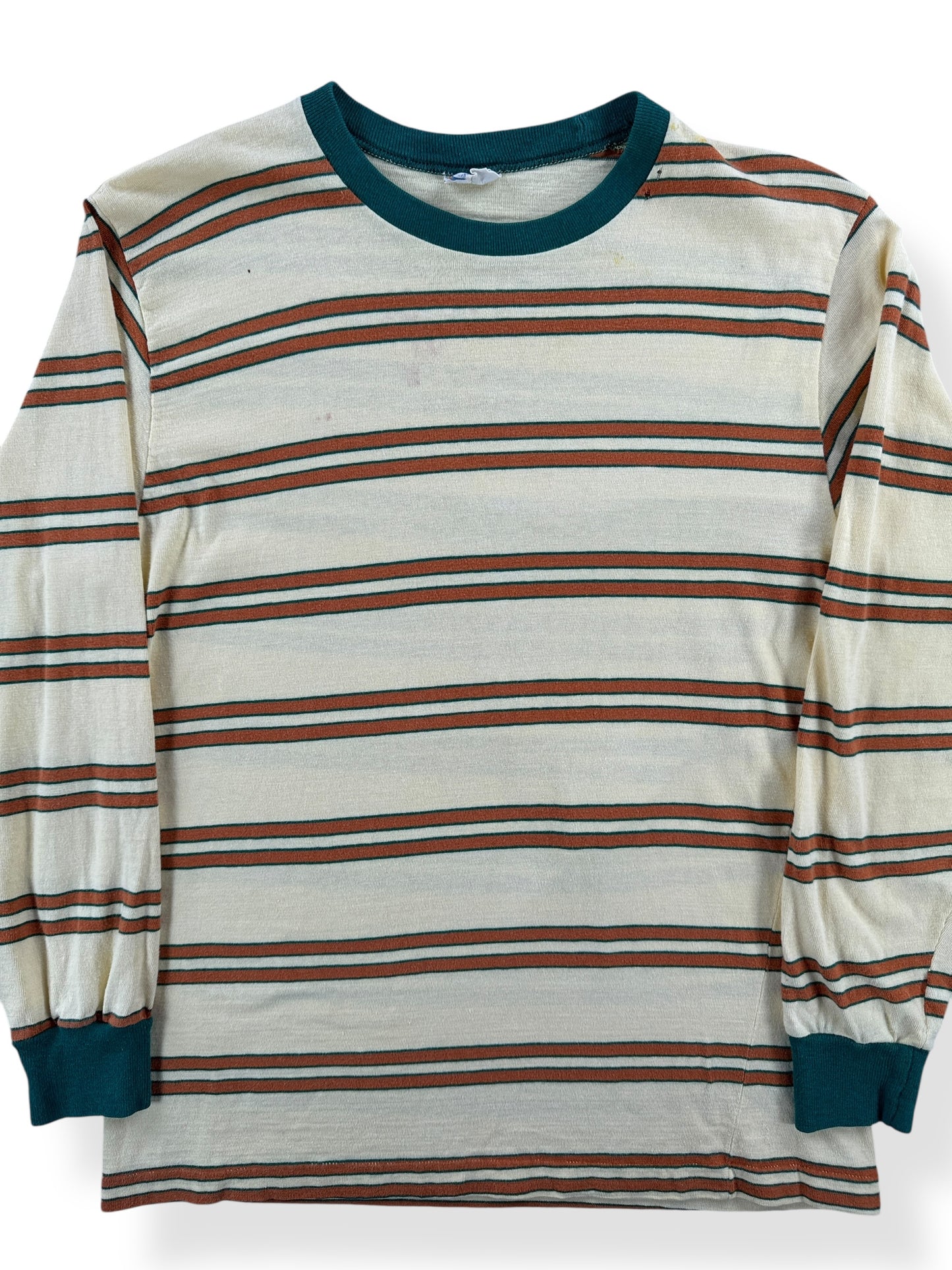 Front Close Up of Vintage Penney's Towncraft Striped Long Sleeve Tee SZ S
