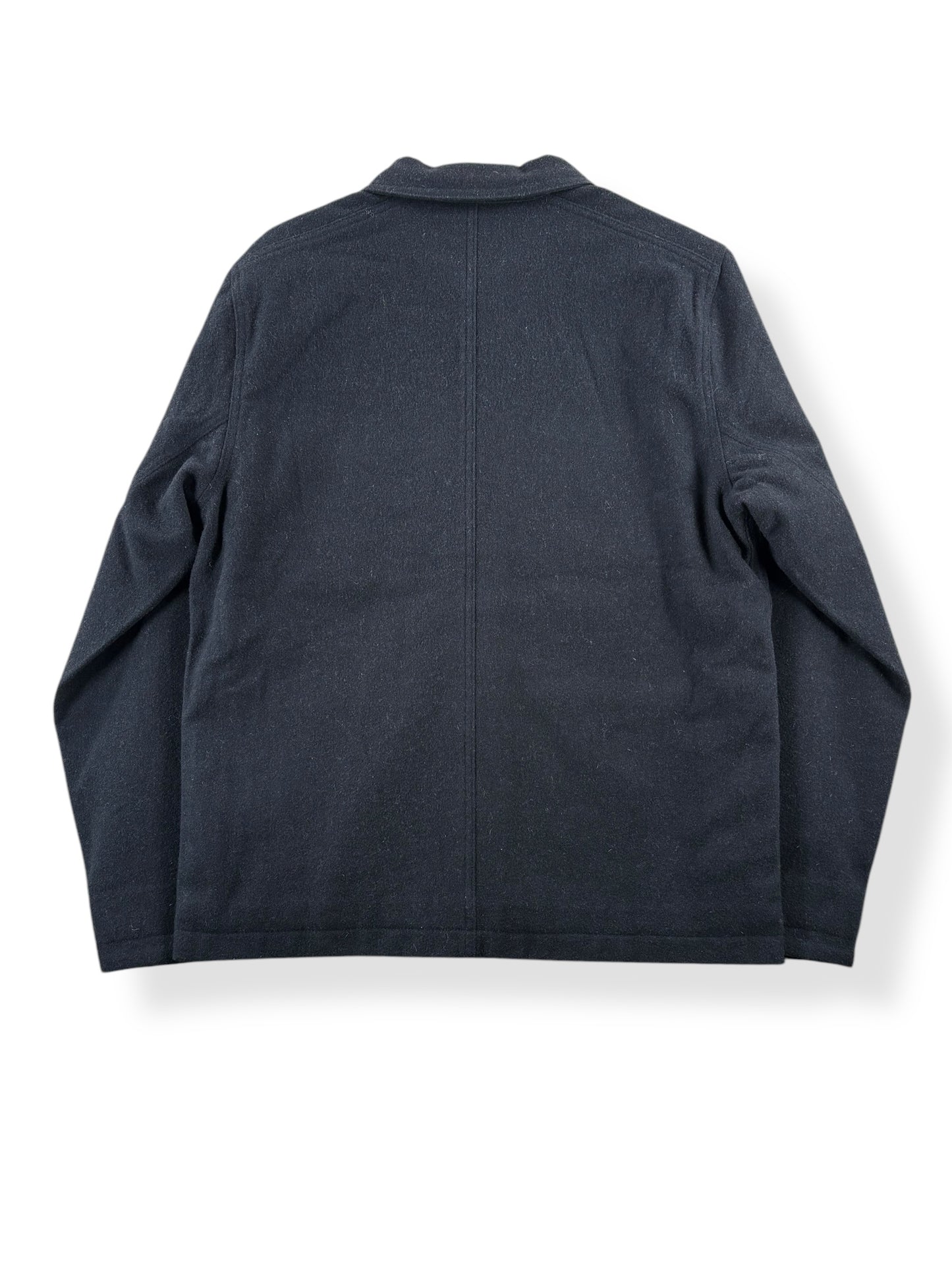 Back of Modern Filson Black Wool Chore Coat SZ M