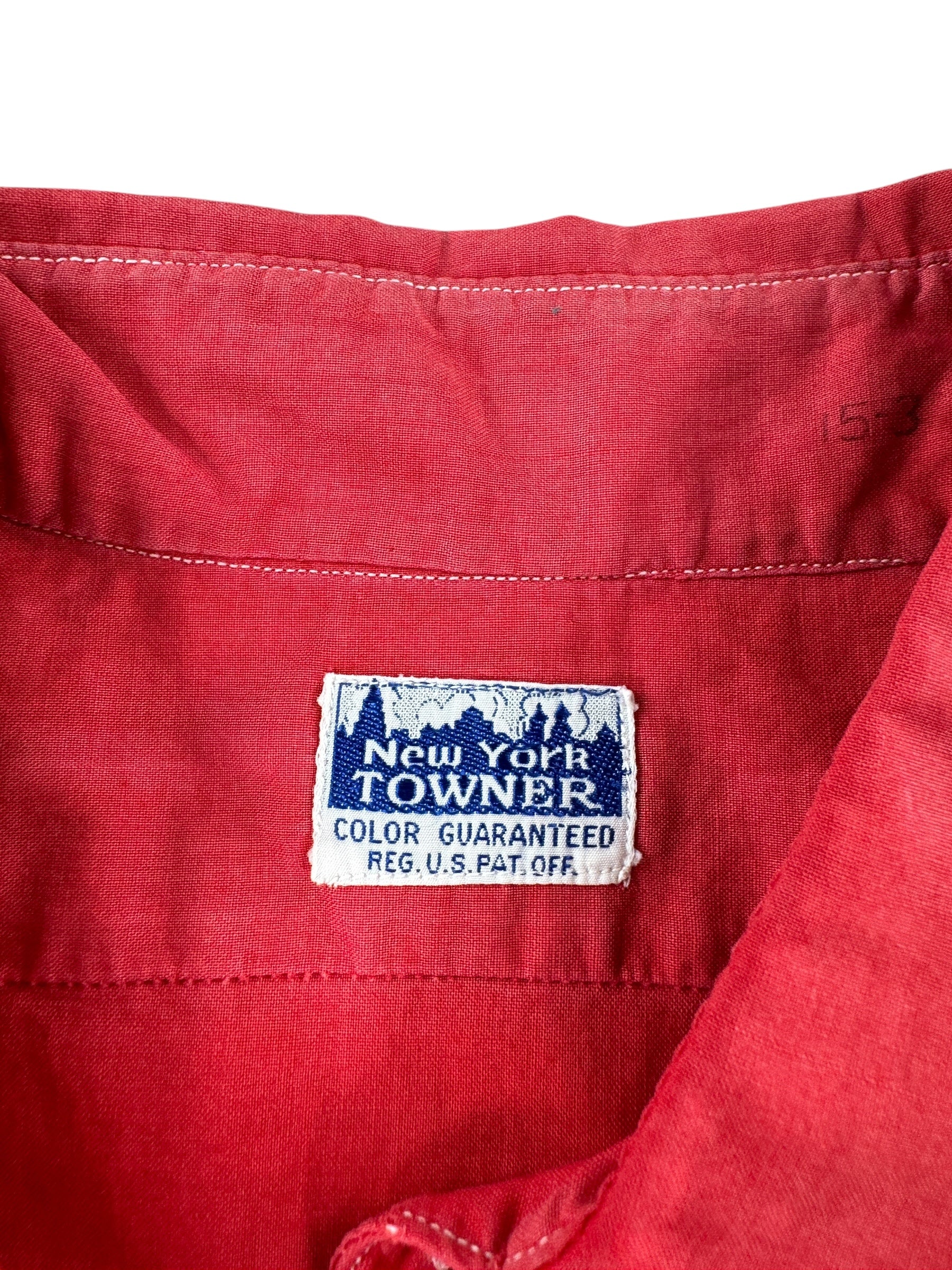 Tag on Vintage New York Towner Red Button Up Shirt SZ M
