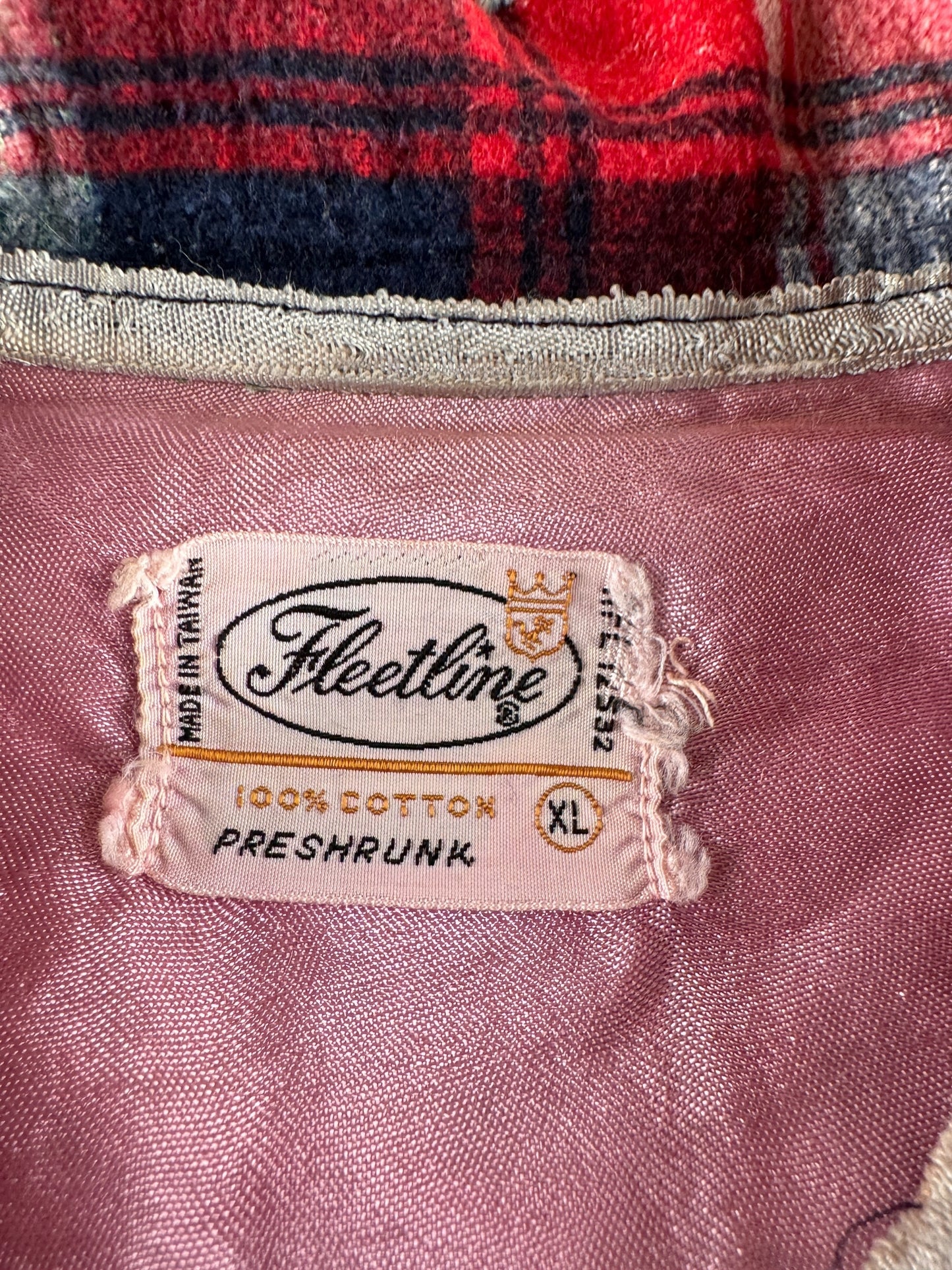 Label on Vintage Fleetline Thrasher Cotton Flannel SZ XL