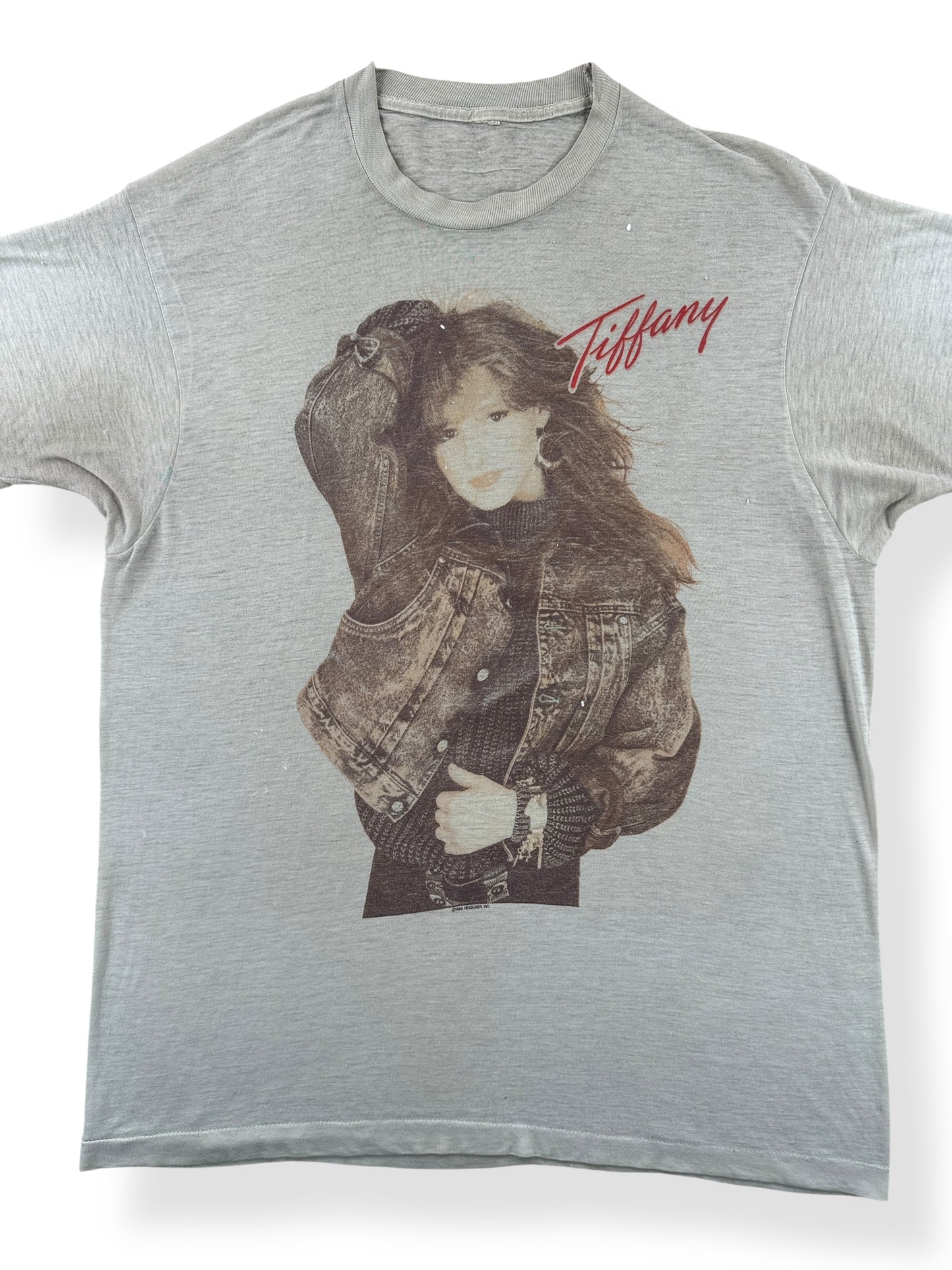 Front Close Up of Vintage Paper Thin Tiffany Tee SZ L
