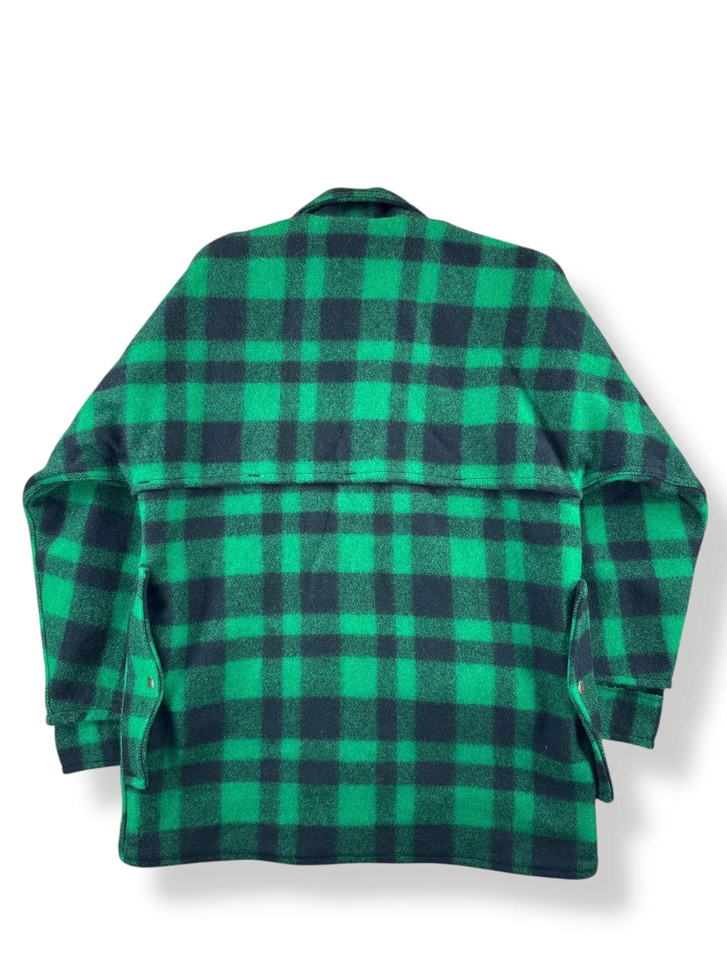 Back of Vintage Pioneer Sportswear Green & Black Wool Jacket SZ 42
