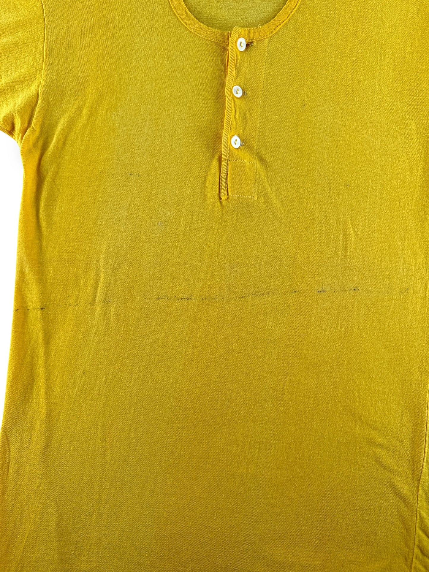 Stains on Front of Vintage Men's Yellow Henley SZ XS