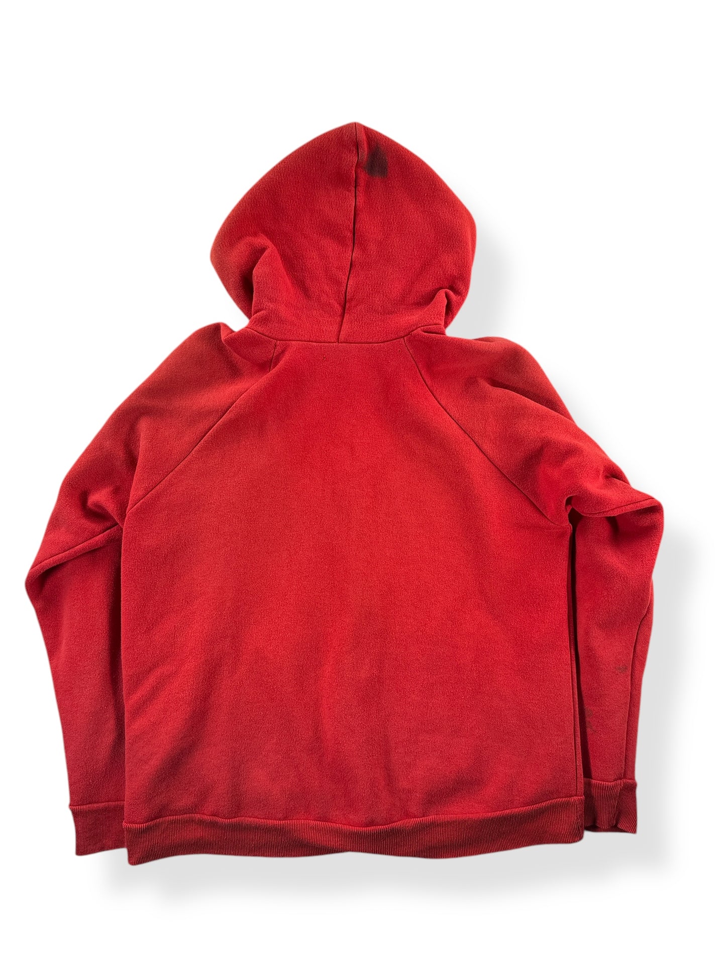 Back of Vintage Red Cotton Blend Faded Hoodie SZ L
