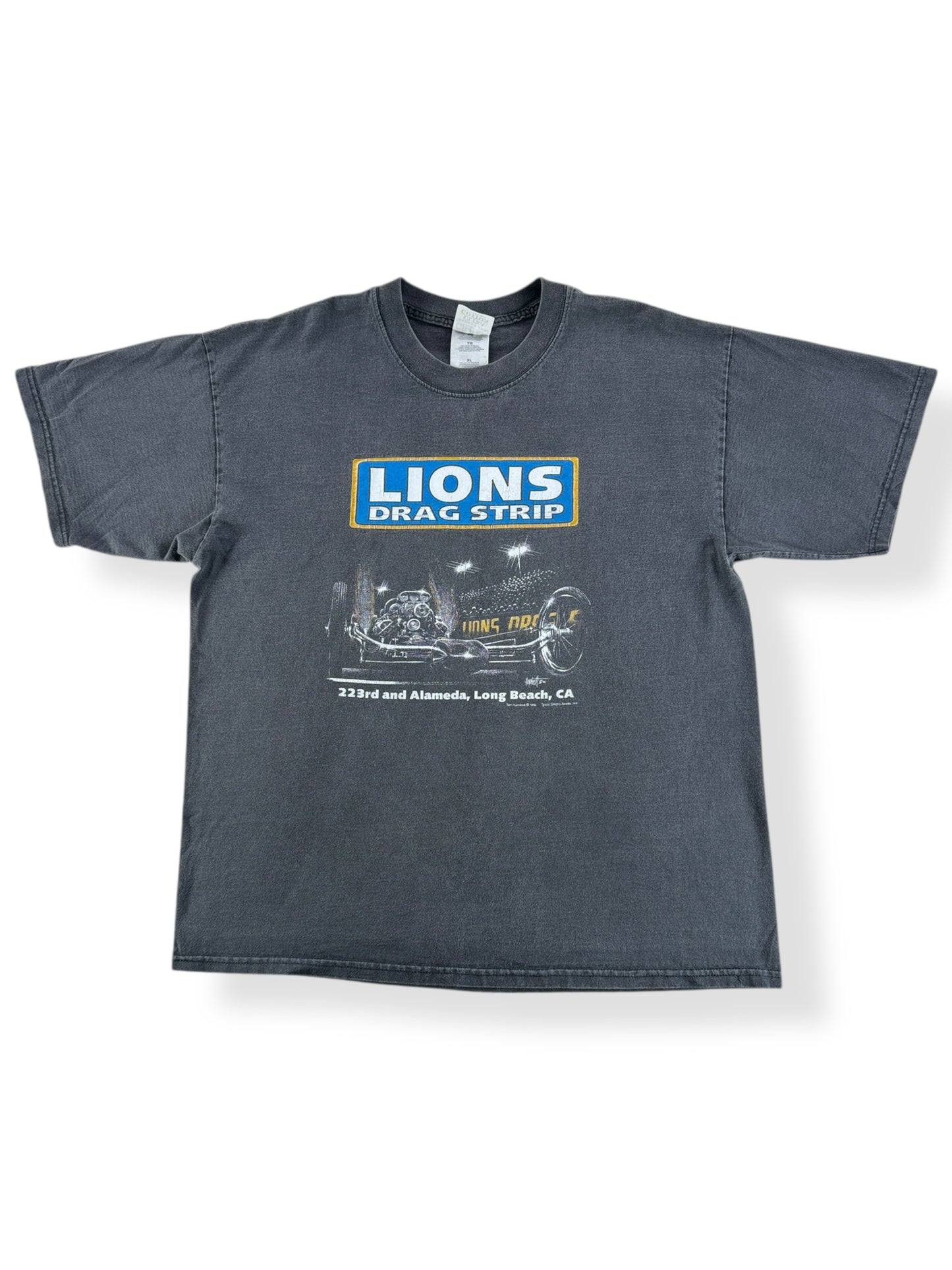 Front of Vintage Lions Drag Strip Tee SZ XL