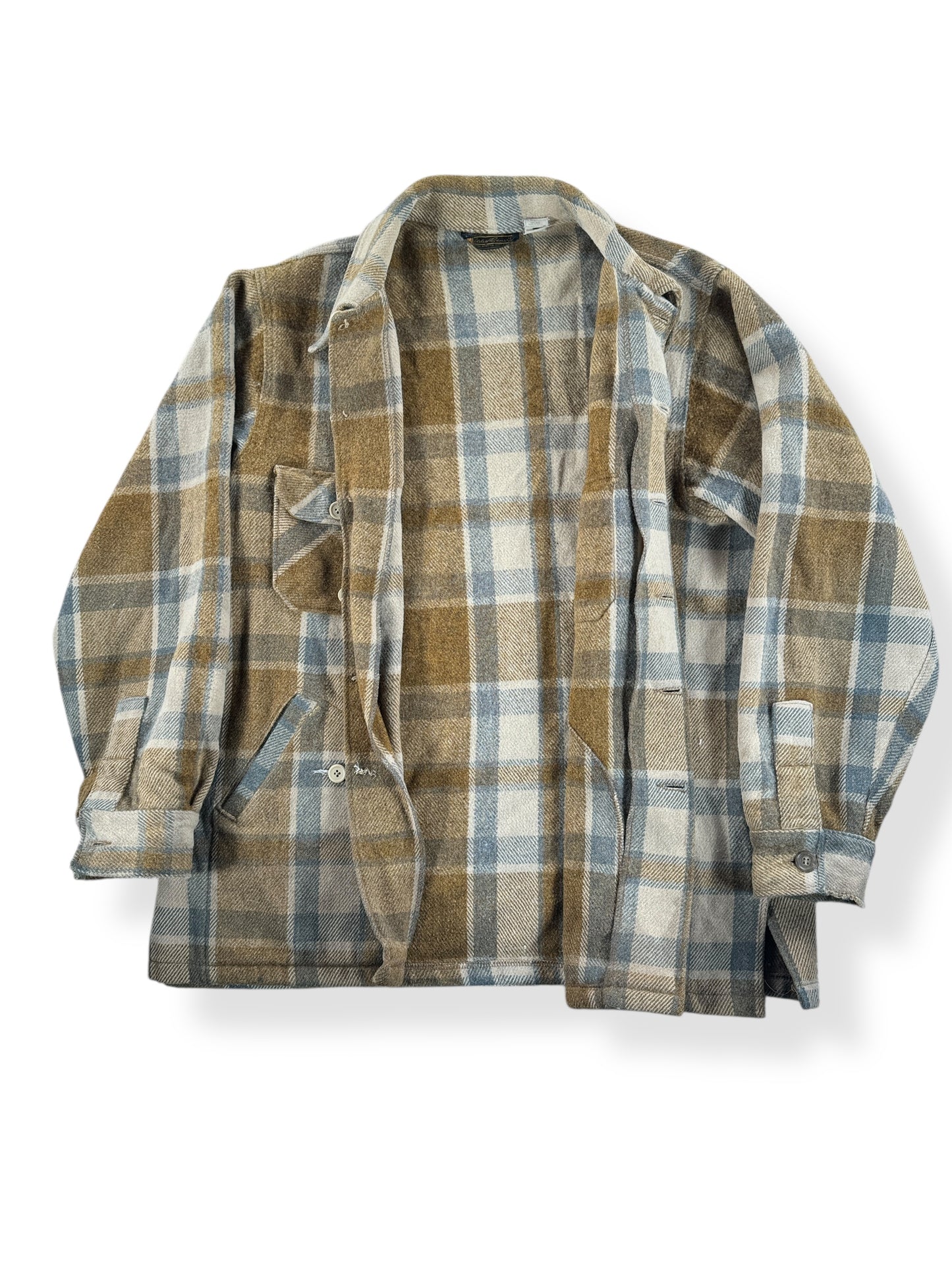 Inside of Vintage 80s Eddie Bauer Wool Flannel Jacket SZ XL