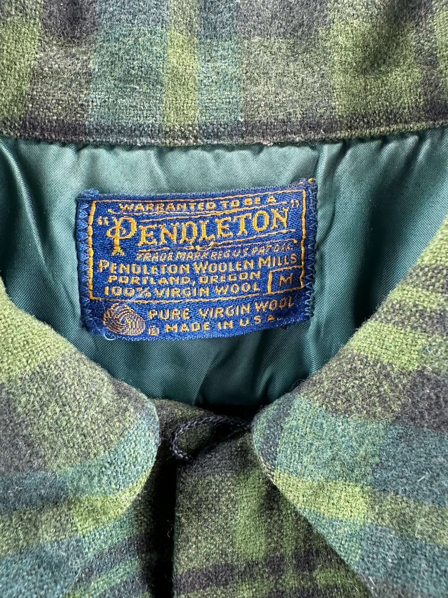 Vintage Paint Splattered Pendleton Blue/Green Wool Board Shirt SZ M