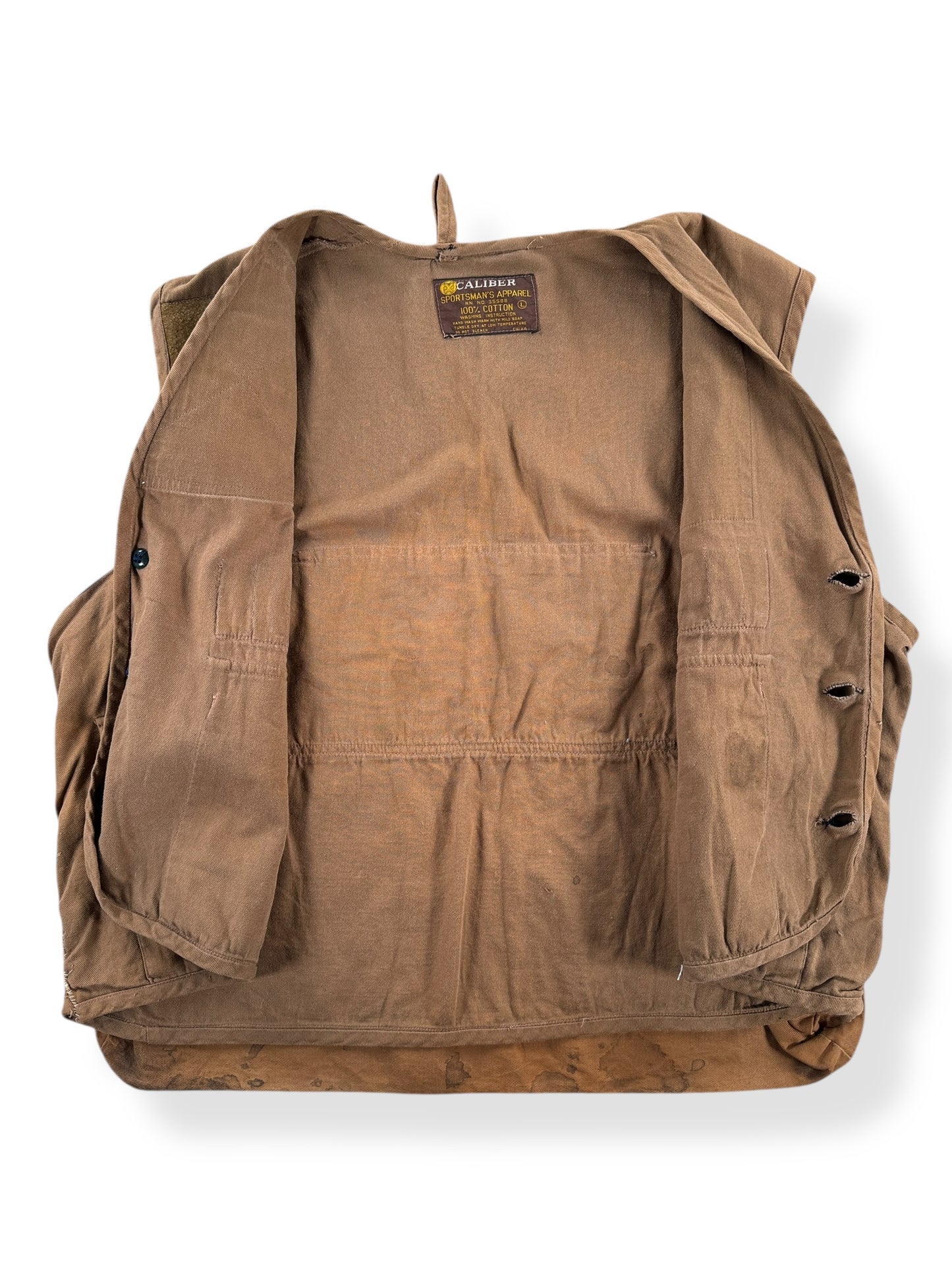 Inside of Vintage 60's Era Caliber Hunting Vest SZ L