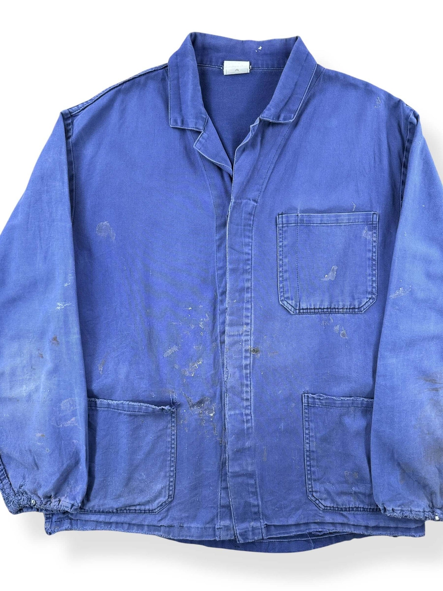 Front Close Up of Vintage Worked In French Chore Coat SZ L