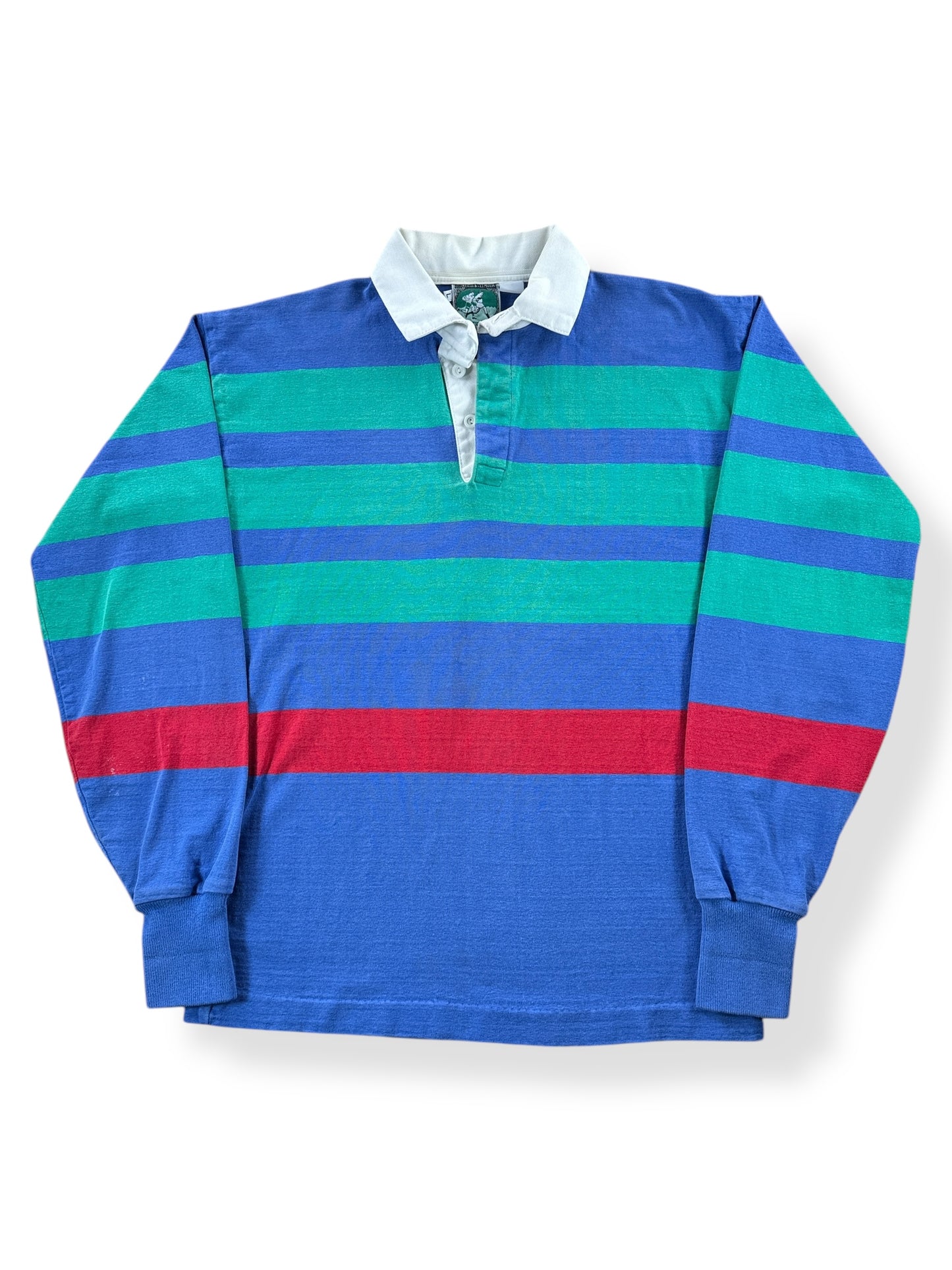 Front of Vintage McIntosh & Seymour Striped Rugby Shirt SZ L