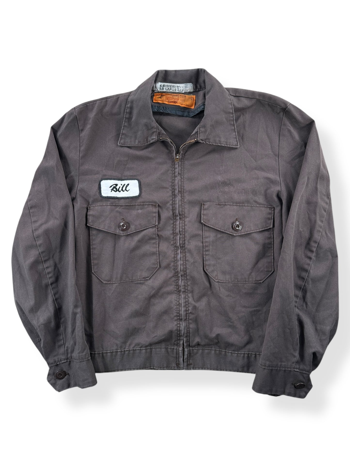 Front of Vintage "Bill" Brown Red Kap Work Jacket SZ 40