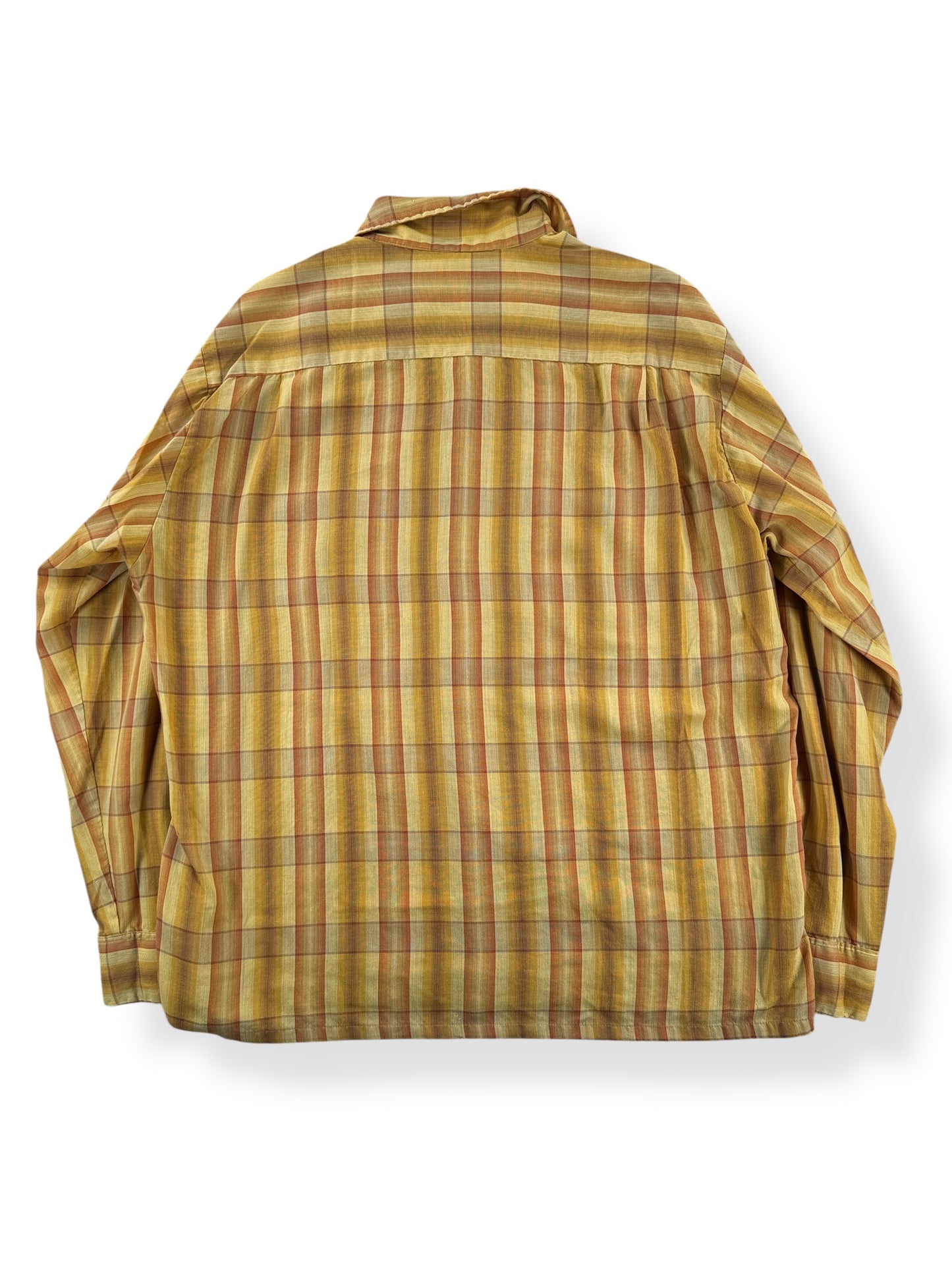 Back of Vintage Towncraft Penn Prest Plaid Loop Collar Shirt SZ L