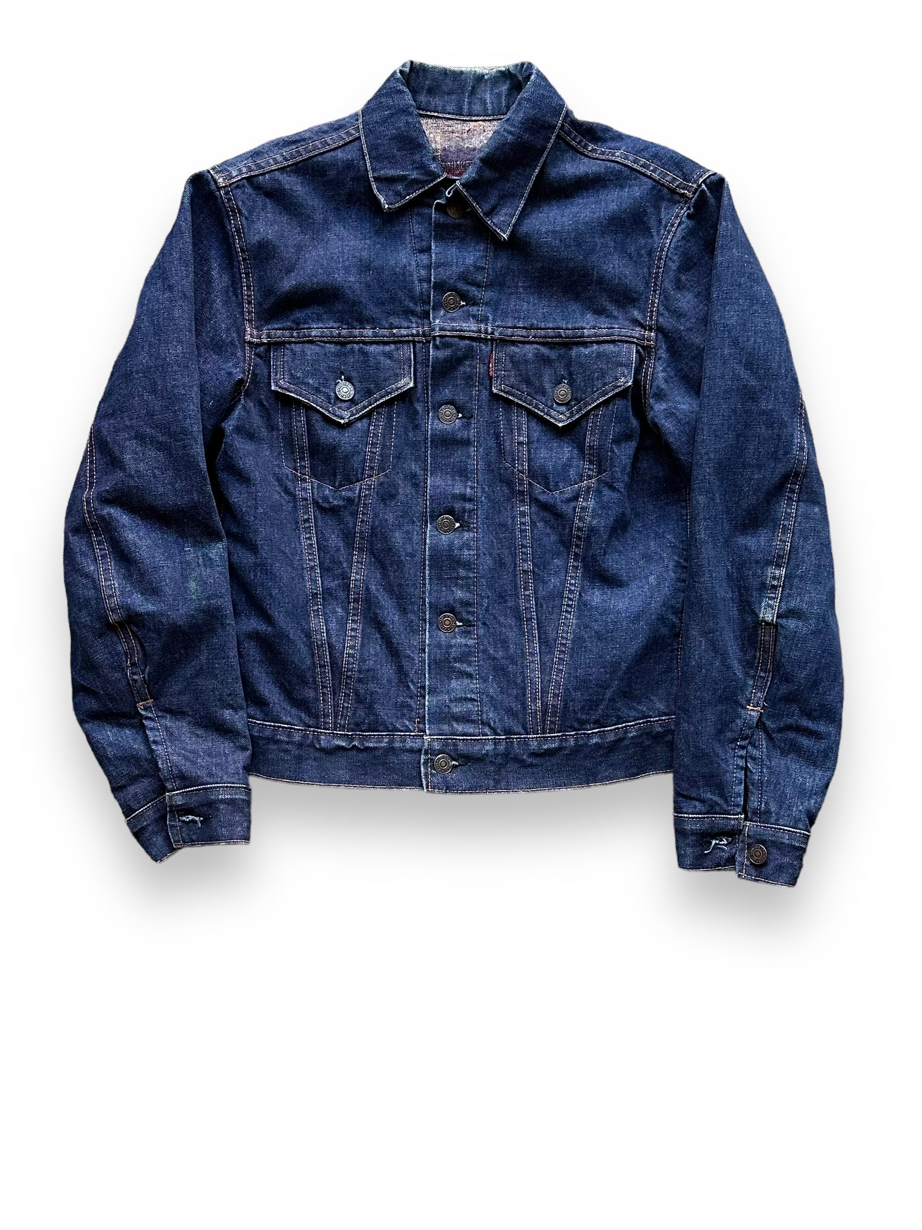 Front View of Vintage Levi's Big E Blanket Lined Type III Trucker SZ S | Vintage Denim Workwear Seattle | Seattle Vintage Denim