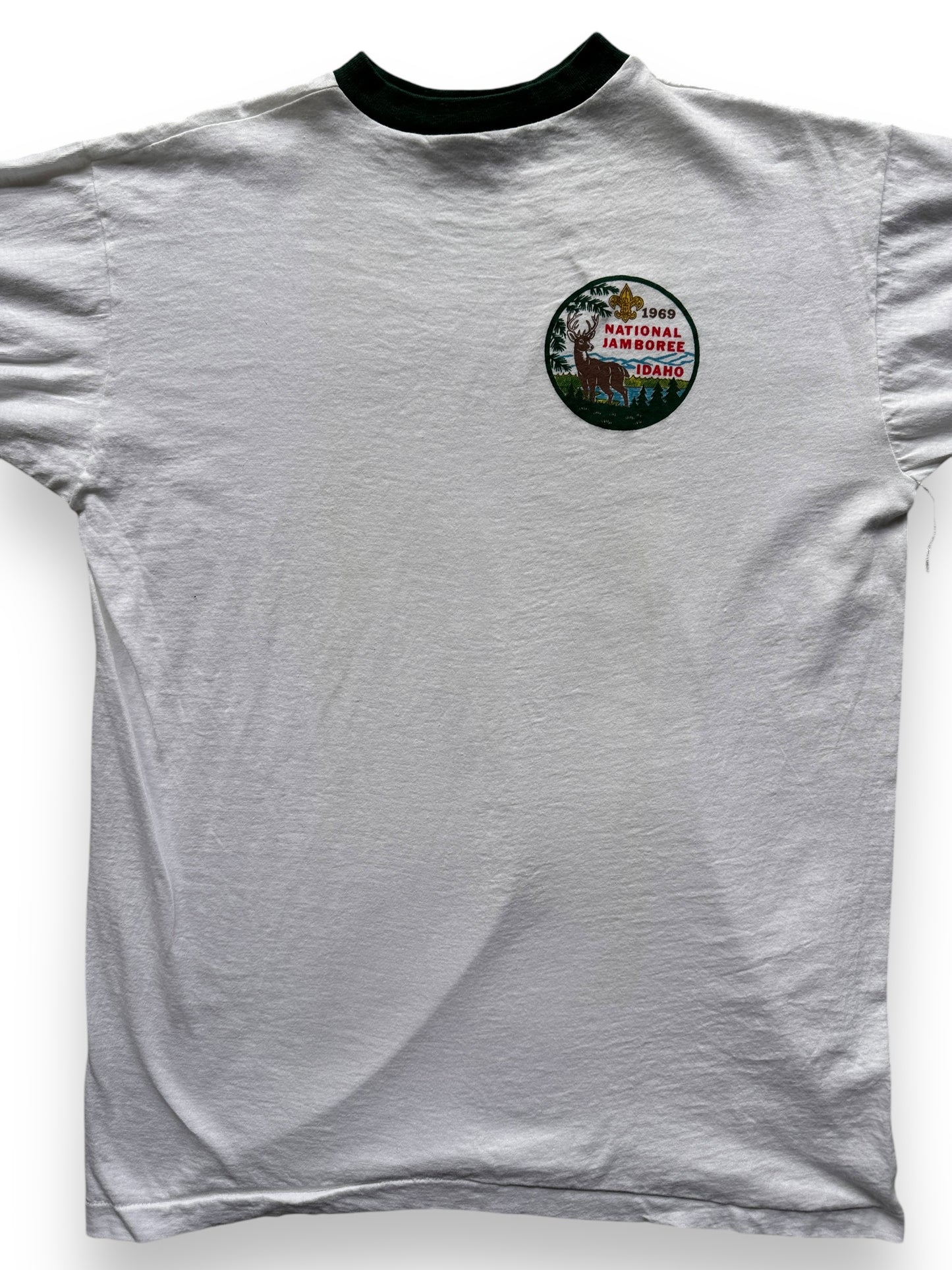 front close up of Vintage 1969 Idaho BSA Ringer Tee SZ L
