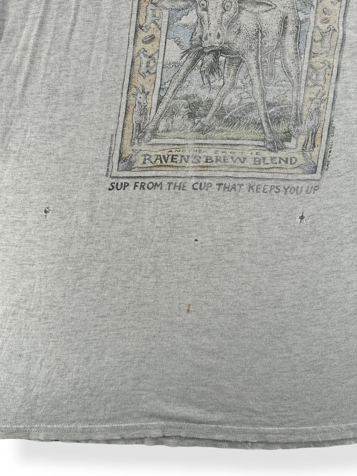 Holes on Vintage Ray Troll Ravens Brew Blend Coffee Tee SZ XXL