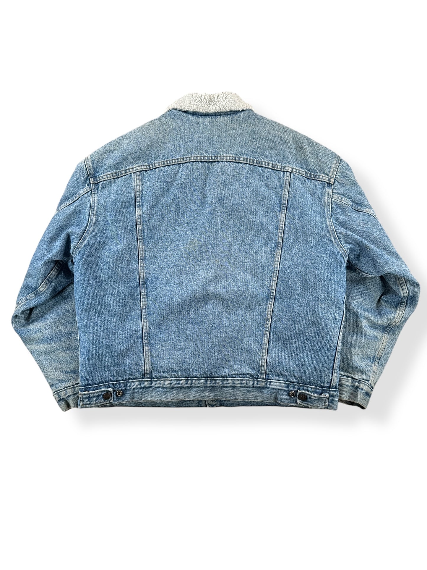 Back of Vintage USA Made Levis Sherpa Denim Jacket SZ XL