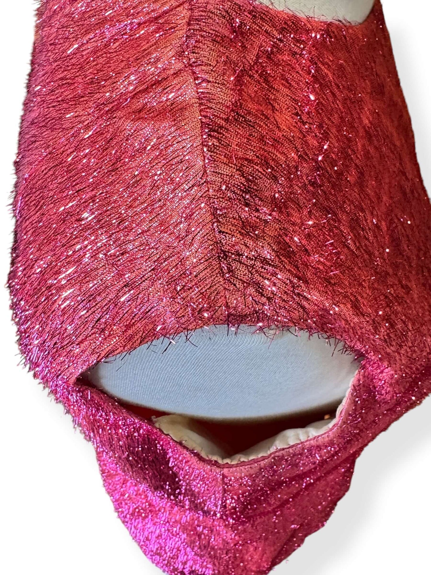Shoulder view of Underarm pads 1960s Pink Lamé Top L