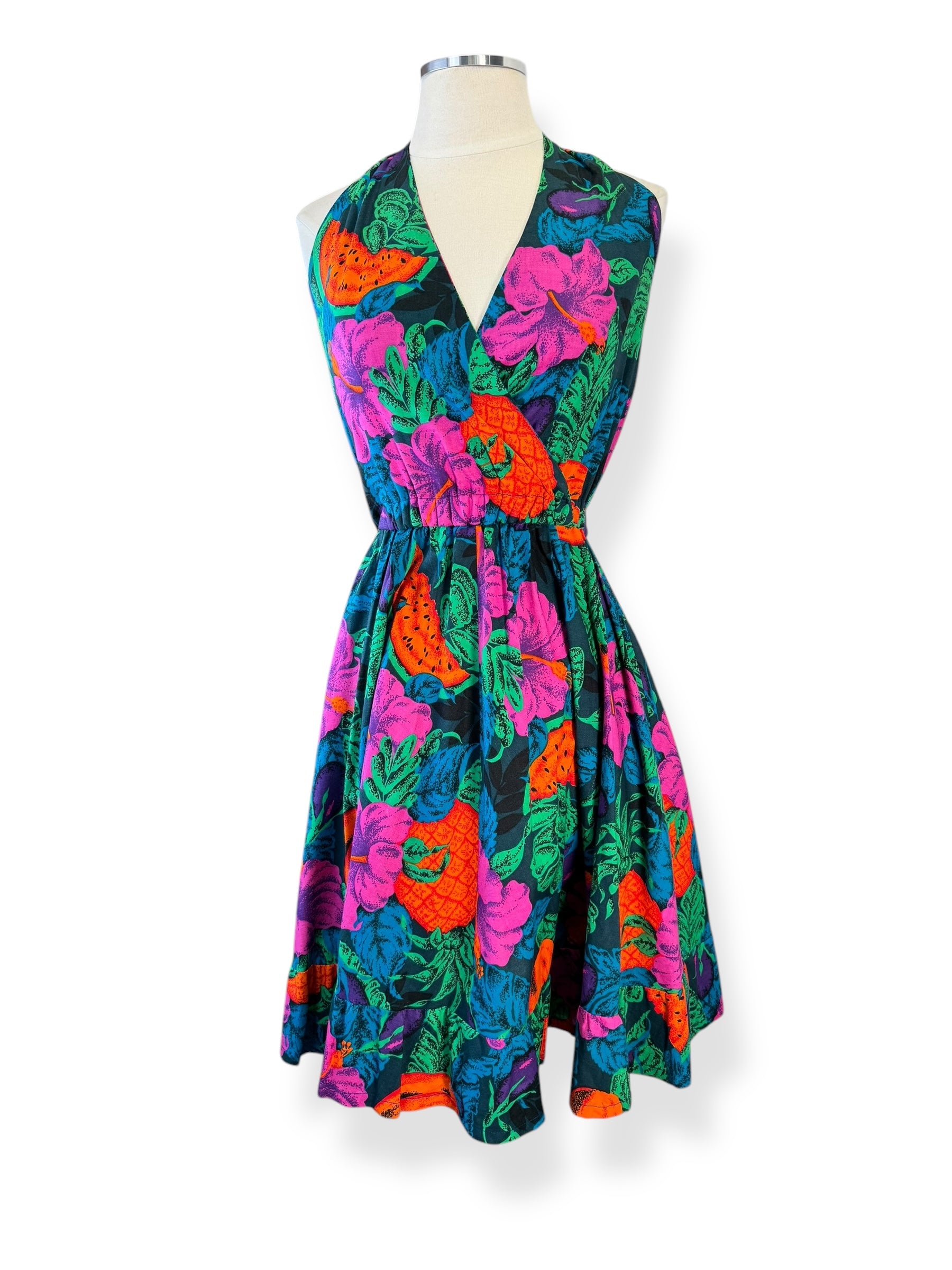 Vintage Handmade Tropical Halter Dress S The Barn Owl Vintage Goods Vintage Handmade Tropical Halter Dress S The Barn Owl Vintage Goods