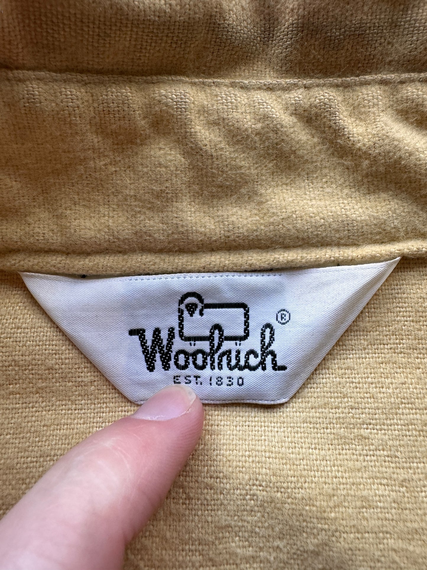 Tag on Vintage Gold Chamois Woolrich Pearl Snap SZ XXL