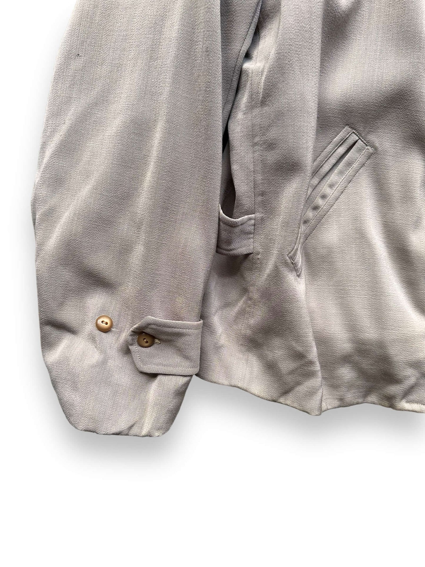 Front Right Cuff on Vintage Pendleton Gabardine Jacket SZ L | Vintage Workwear Seattle | Seattle Vintage Clothing