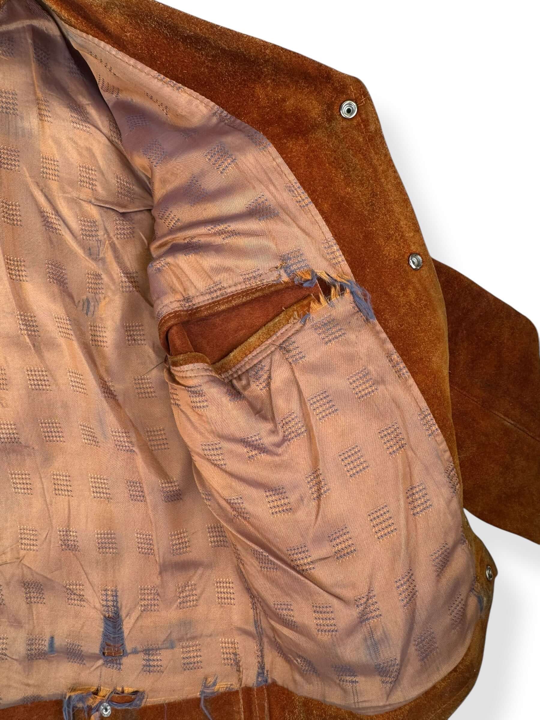 Open view of 1970s Leo Suede Trucker Style Jacket M