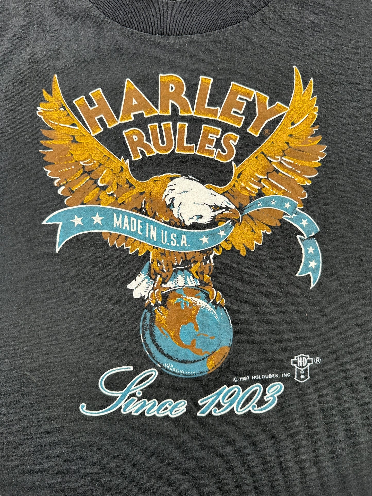 Front Graphic of Vintage 80s Harley Tee SZ L