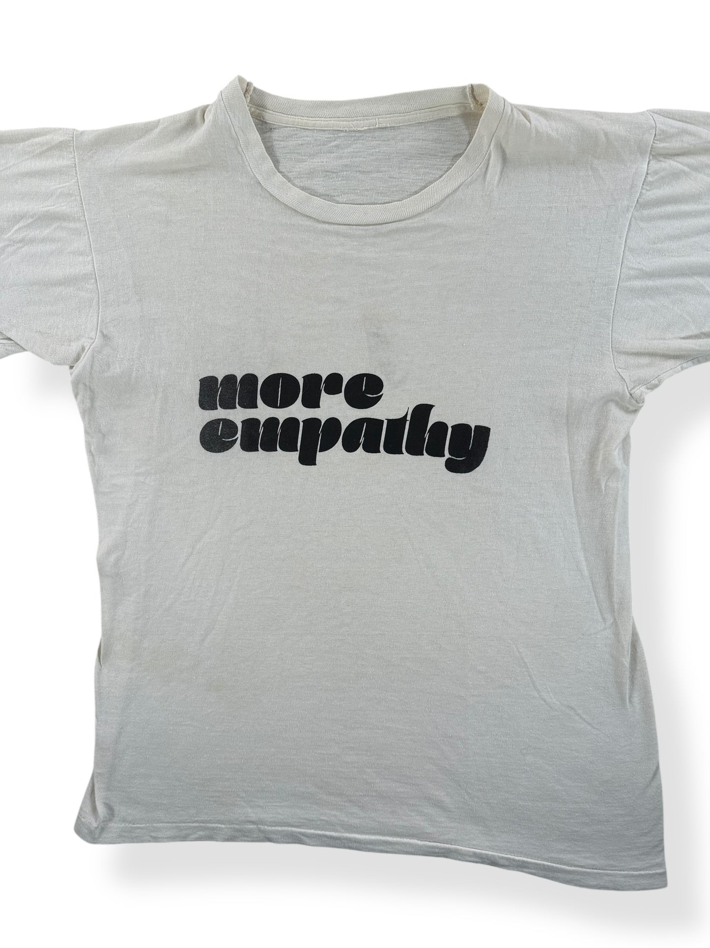 Front Close Up of Vintage 1970s Empathy Message Tee SZ S
