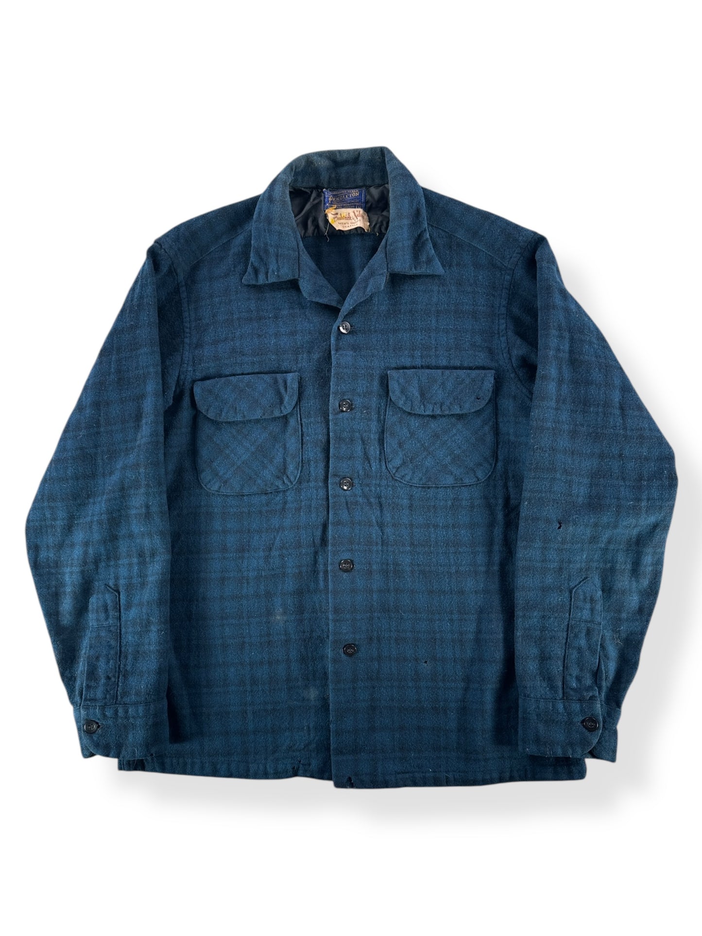 Front of Vintage Frederick & Nelson Pendleton Thrashed Board Shirt SZ M AS IS