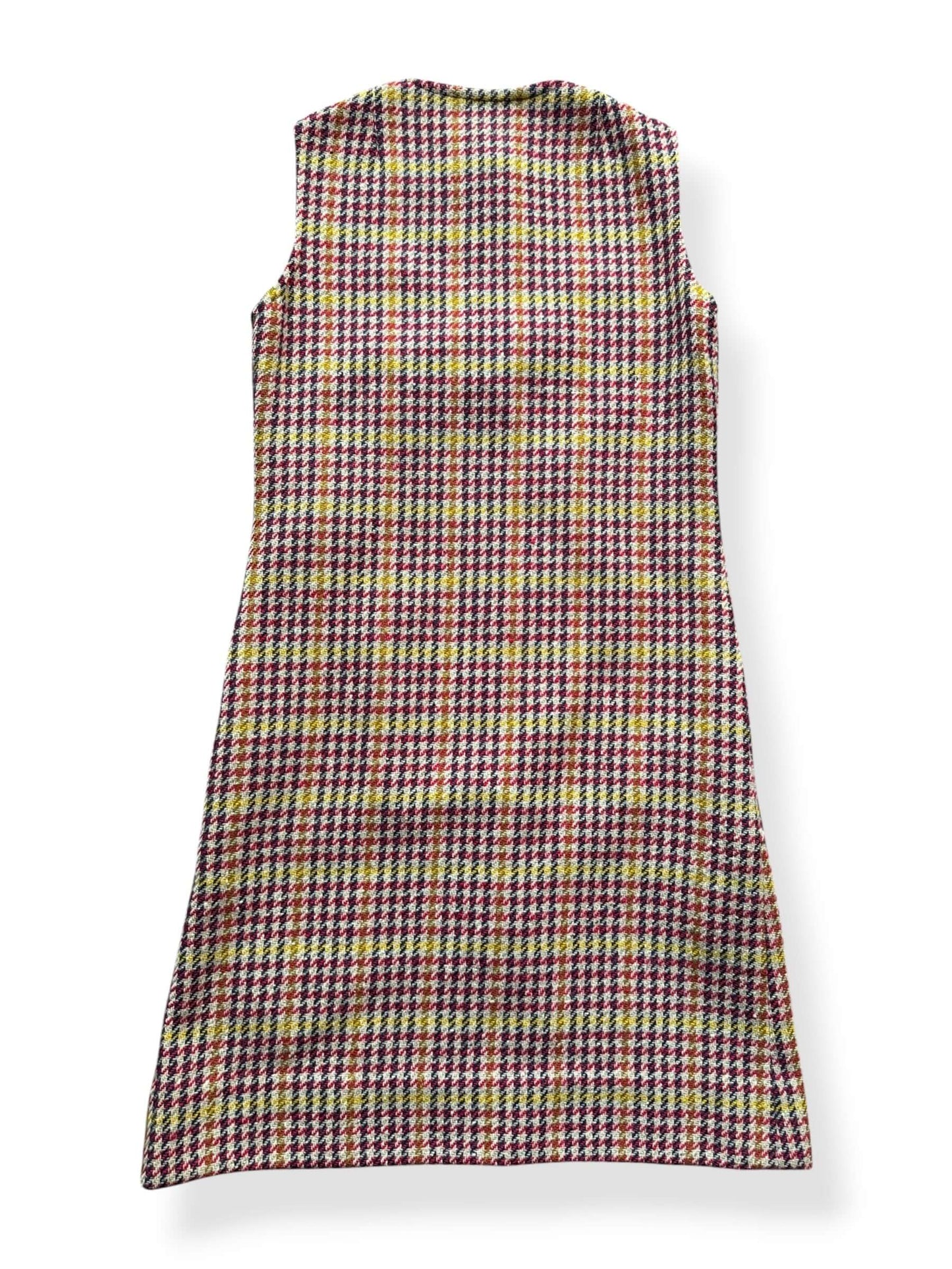 Back of Vintage 1960s McMullen Houndstooth Wool Dress SZ M