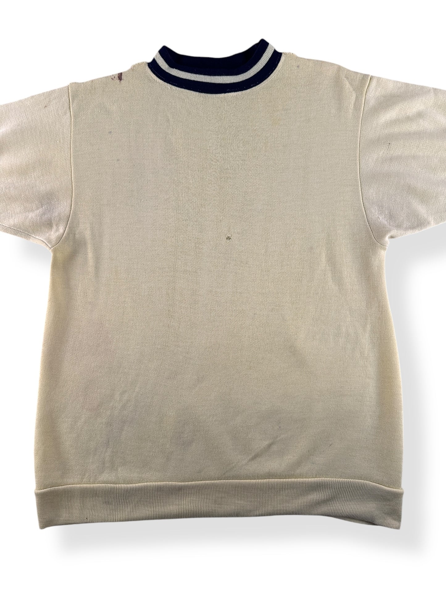 Front Close Up of Creslan Ringer Short Sleeve Crewneck SZ S AS IS