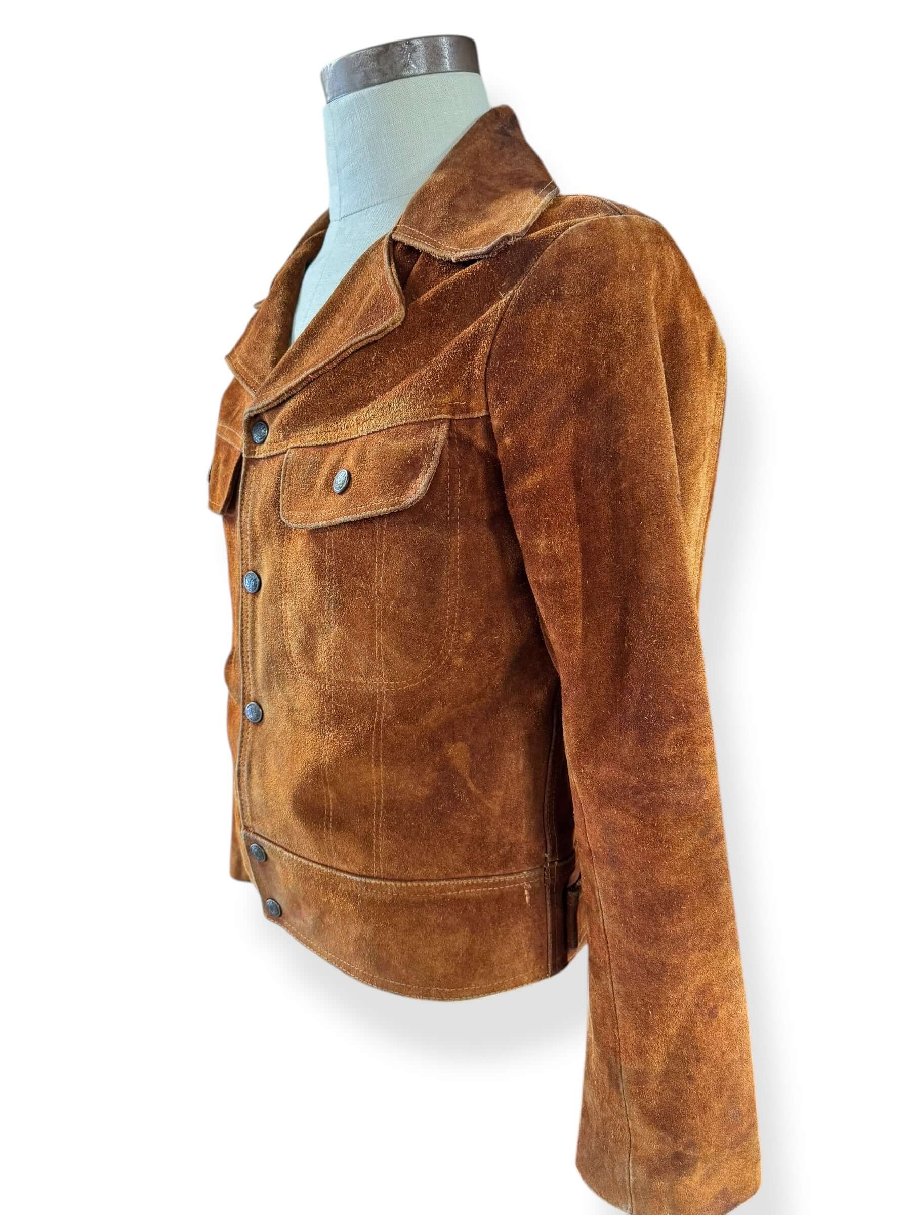 Side view of 1970s Leo Suede Trucker Style Jacket M