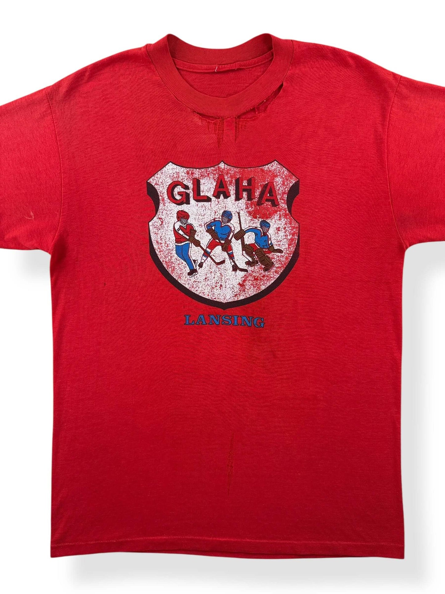 Front Close Up of Vintage GLAHA Thrasher Tee SZ M