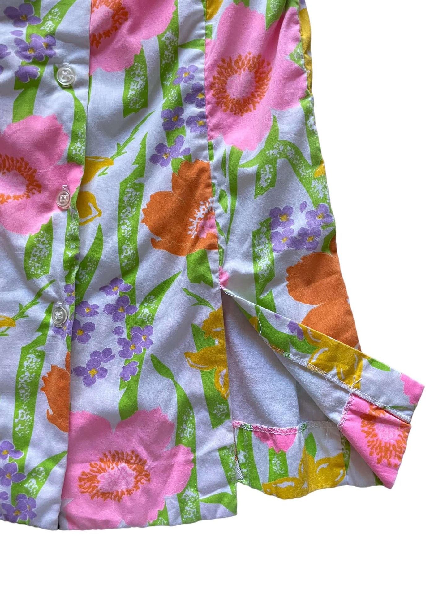 Bottom left side front view of Vintage 1960s Haymaker Floral Mini Tunic Dress | Barn Owl Vintage Dresses | Seattle Vintage Ladies Clothing