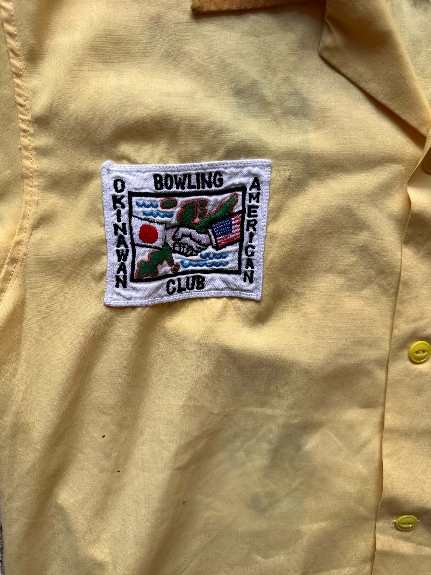 Okinawa American Bowling Club Patch View on Vintage Mugi's Okinawa Bowling Shirt SZ L | Vintage Bowling Shirt Seattle