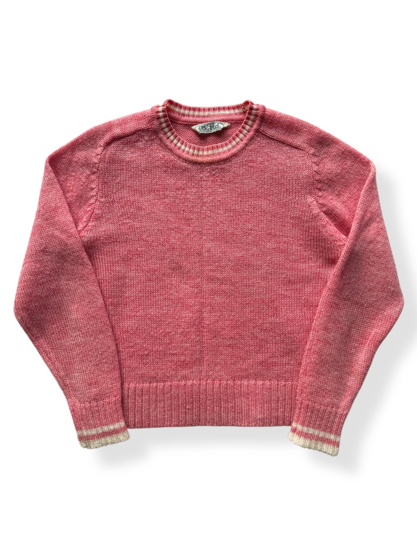 Front of Vintage E.V. Ltd Pink Wool Ladies Sweater SZ S