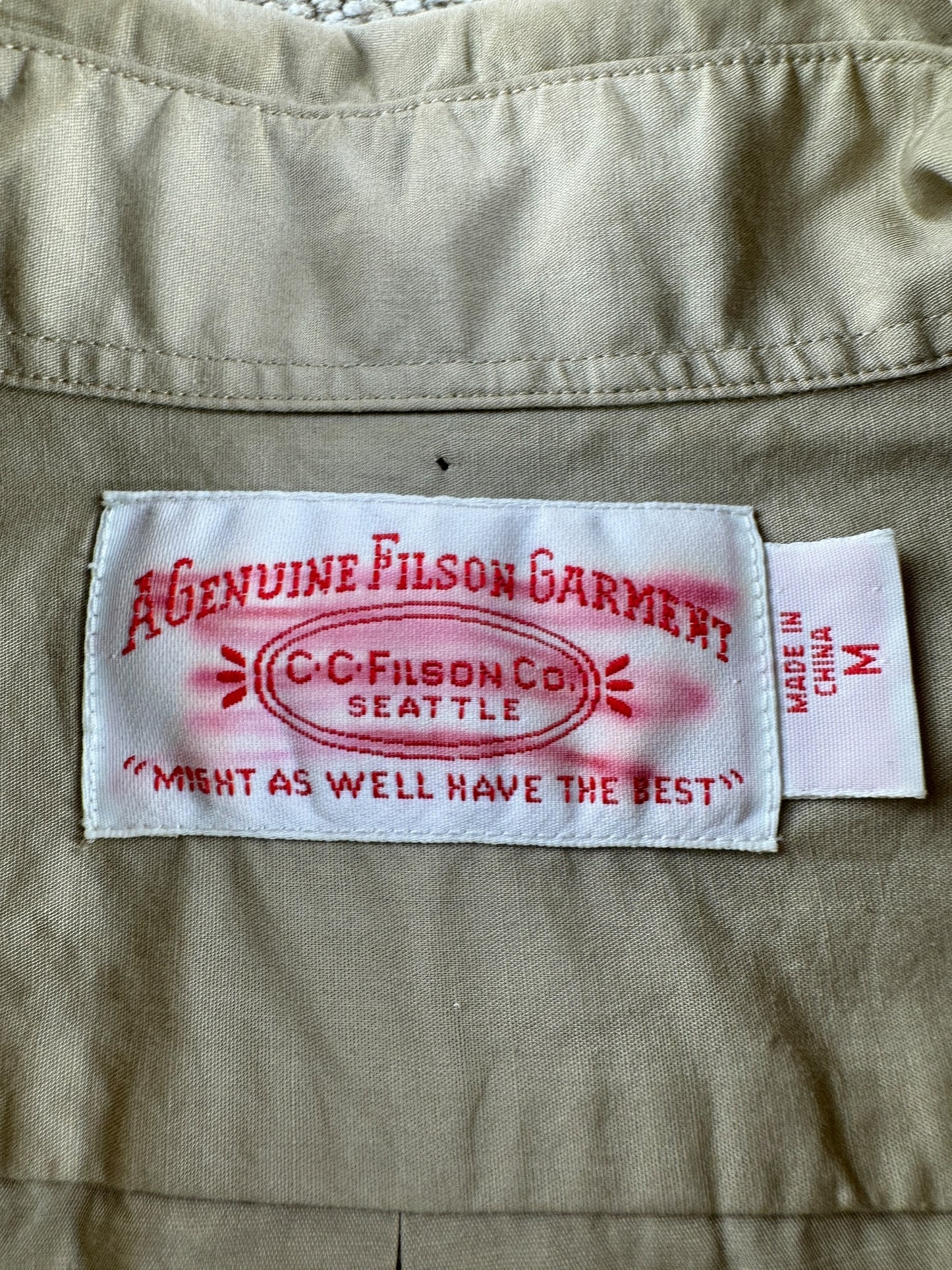 Tag on Filson Short Sleeve Shooting Shirt SZ M