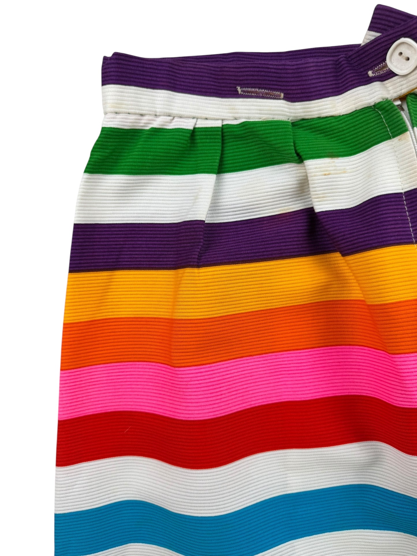 Right front side 1960s Alex Coleman Rainbow Striped Skirt AS-IS L